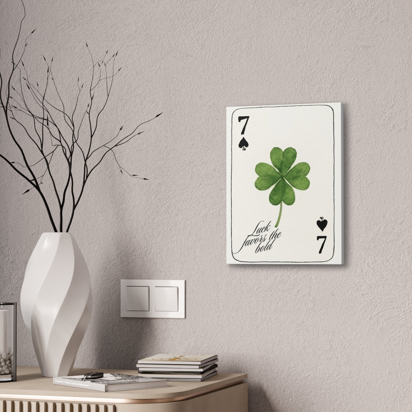"Luck Favors the Bold" – 7 of Spades Clover Wall Art Print, Home Decor