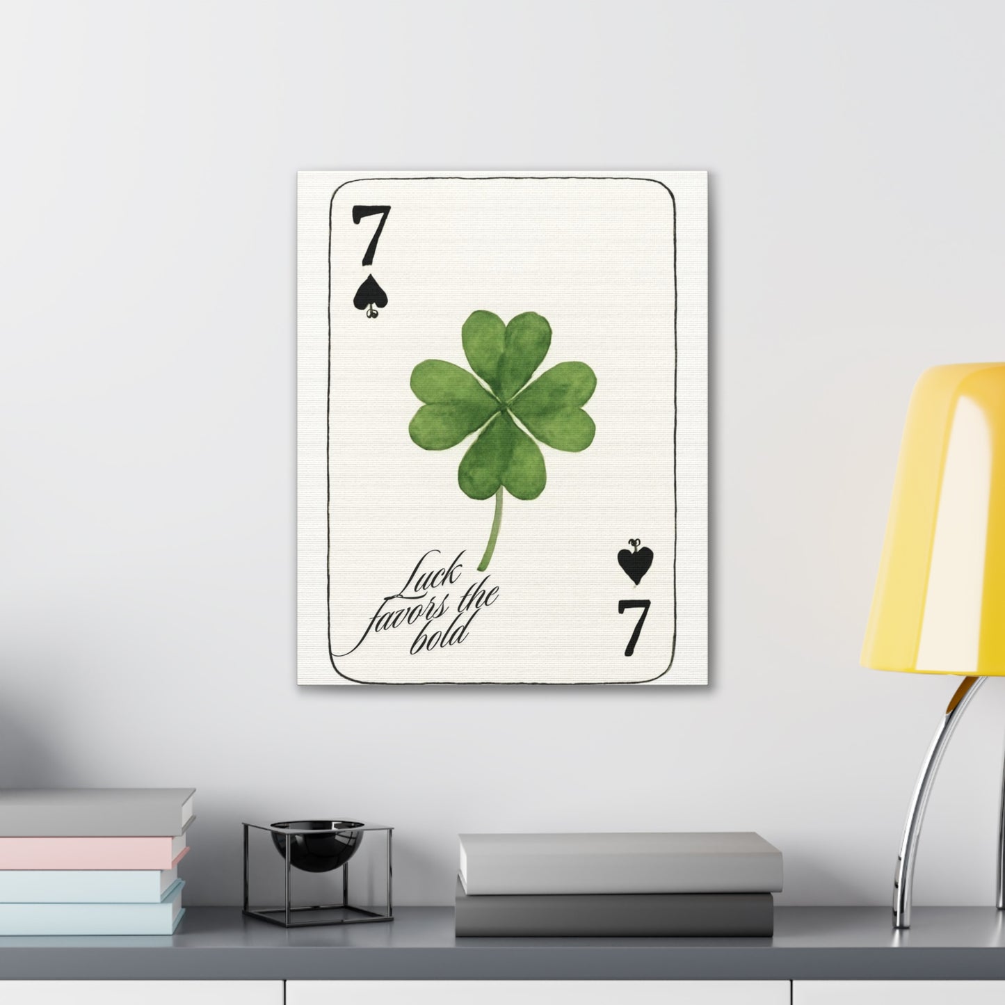 "Luck Favors the Bold" – 7 of Spades Clover Wall Art Print, Home Decor