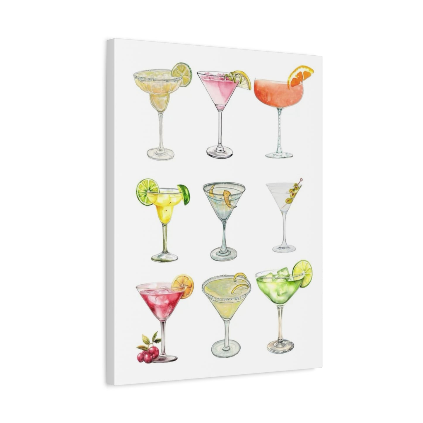 Chic Cocktail Art Canvas- 9 Classic Drinks | bar Cart & Kitchen Wall Art