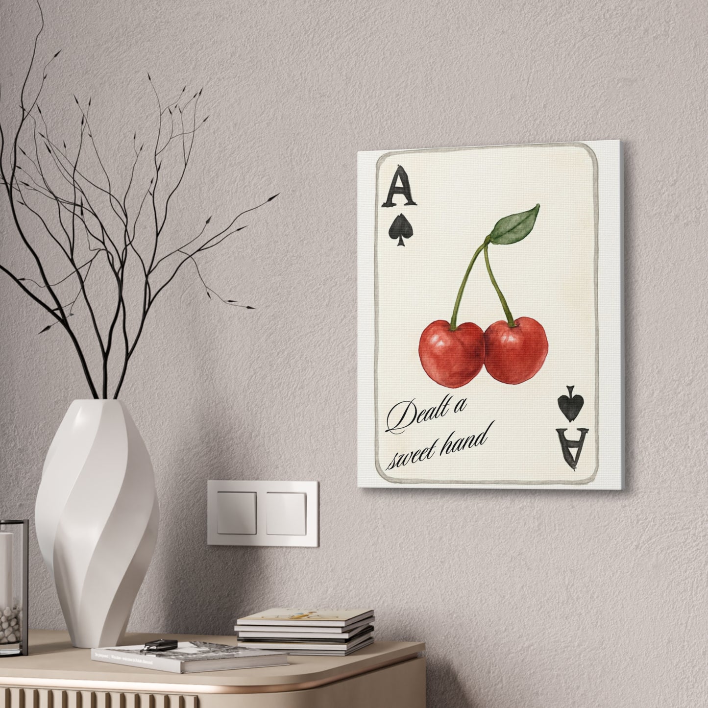 "Dealt a Sweet Hand" – Ace of Spades Cherry Art Print Wall Decor