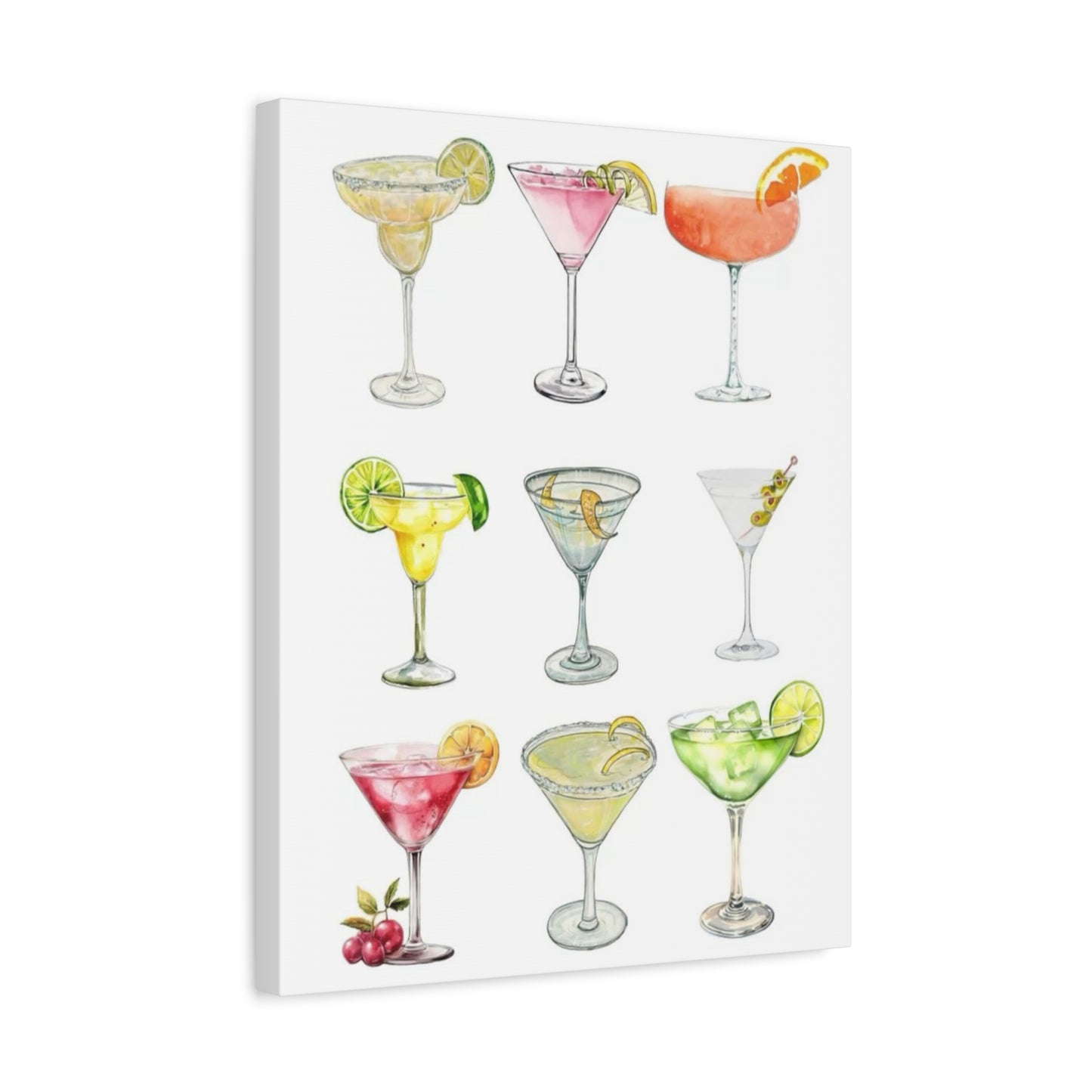 Chic Cocktail Art Canvas- 9 Classic Drinks | bar Cart & Kitchen Wall Art