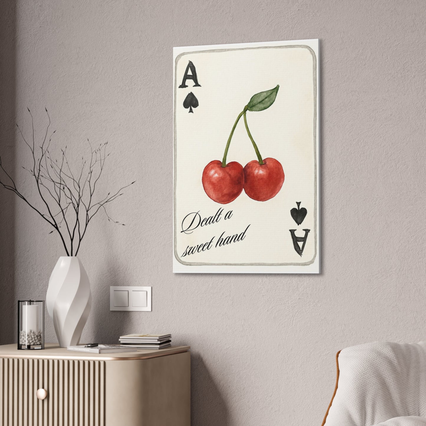"Dealt a Sweet Hand" – Ace of Spades Cherry Art Print Wall Decor