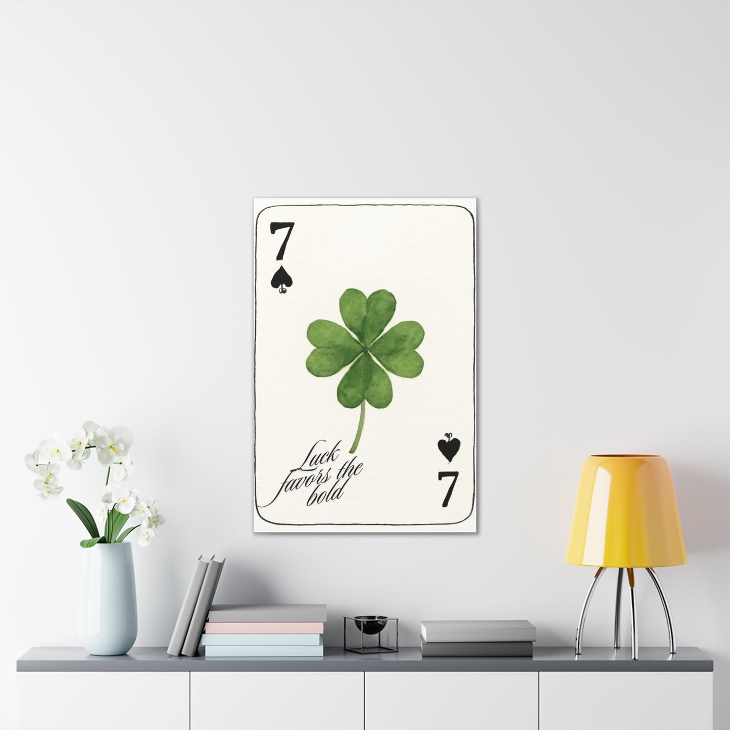 "Luck Favors the Bold" – 7 of Spades Clover Wall Art Print, Home Decor
