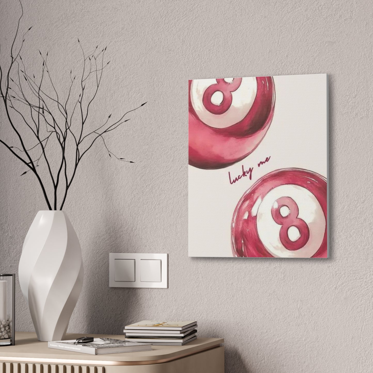 Lucky Me Pink 8-Ball Canvas Wall Art – Playful Retro Aesthetic Decor