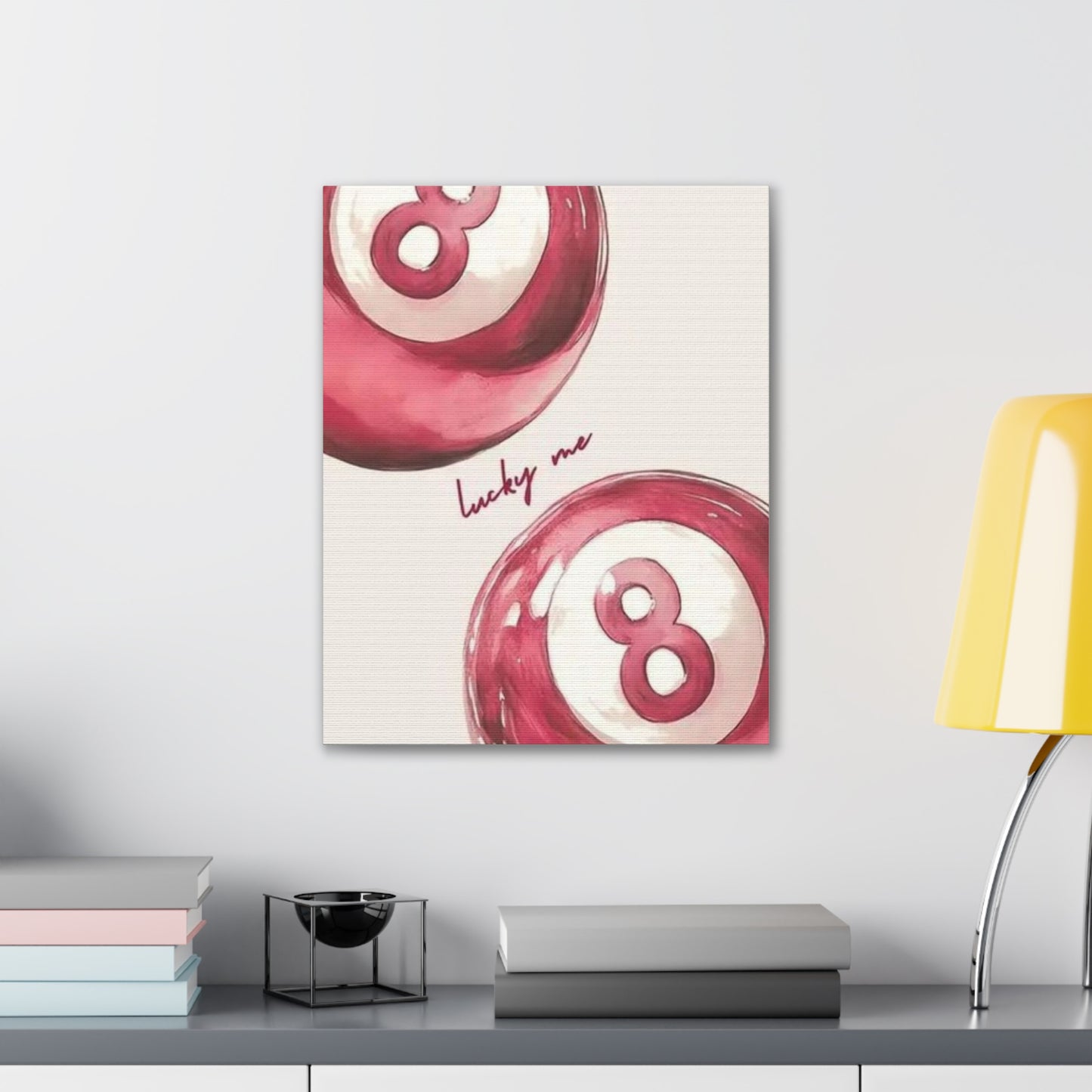 Lucky Me Pink 8-Ball Canvas Wall Art – Playful Retro Aesthetic Decor