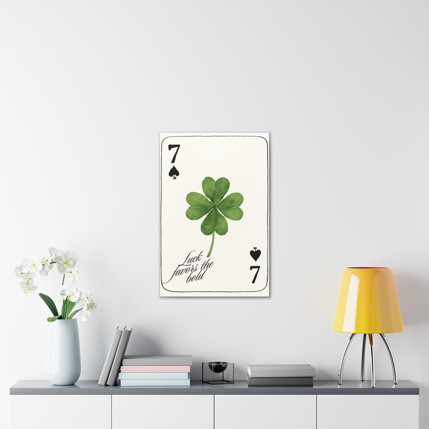 "Luck Favors the Bold" – 7 of Spades Clover Wall Art Print, Home Decor