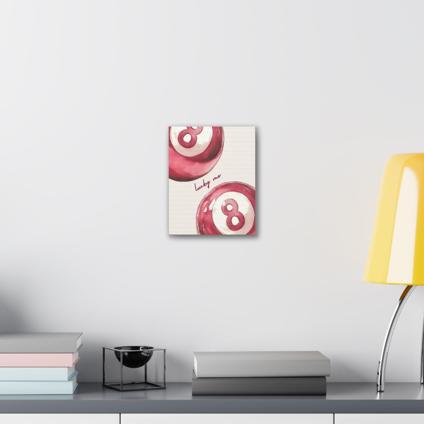 Lucky Me Pink 8-Ball Canvas Wall Art – Playful Retro Aesthetic Decor