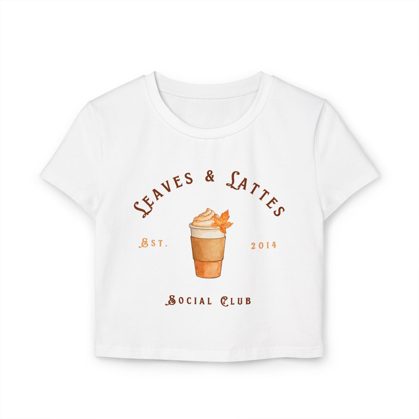 "Leaves & Lattes Social Club" - Aesthetic Fall Crop Top Tee