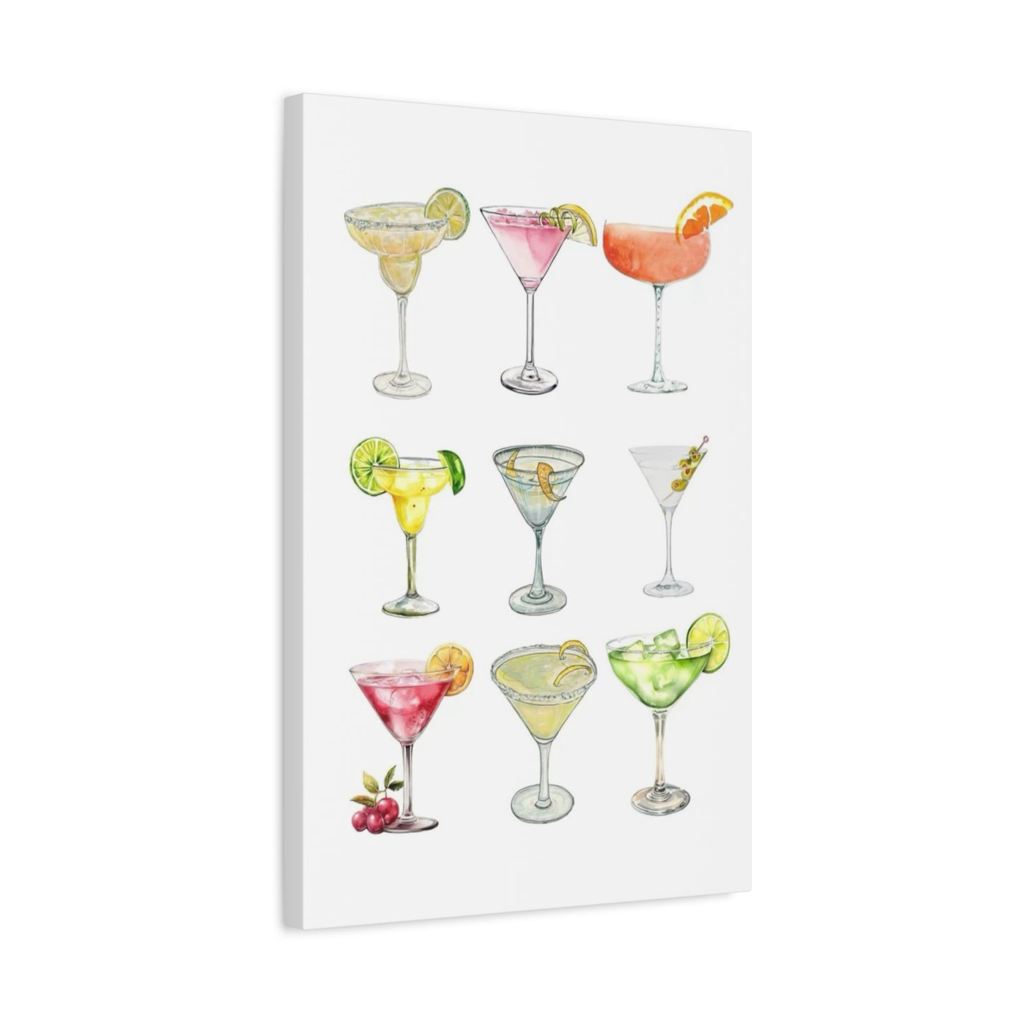 Chic Cocktail Art Canvas- 9 Classic Drinks | bar Cart & Kitchen Wall Art