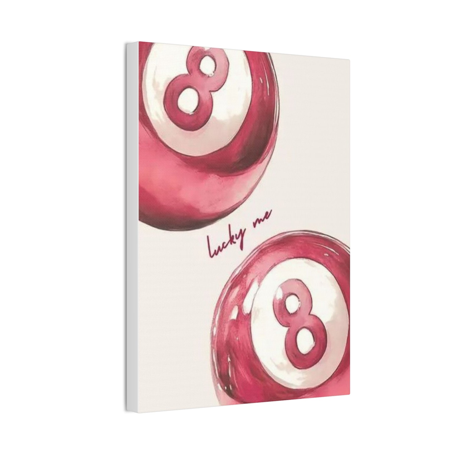 Lucky Me Pink 8-Ball Canvas Wall Art – Playful Retro Aesthetic Decor