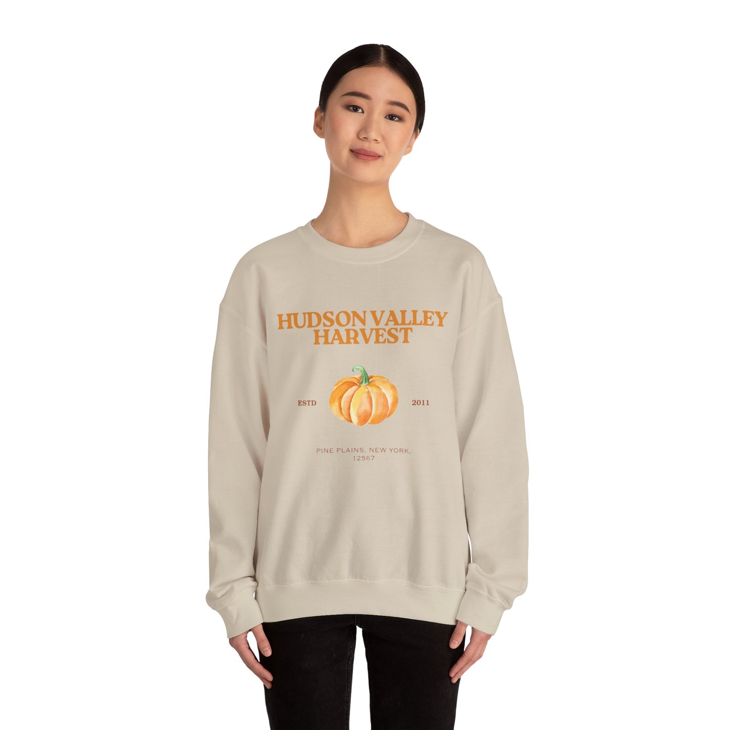 Hudson Valley Harvest Pumpkin Gilded Sweatshirt – Rustic Autumn Farm Style Crew Neck