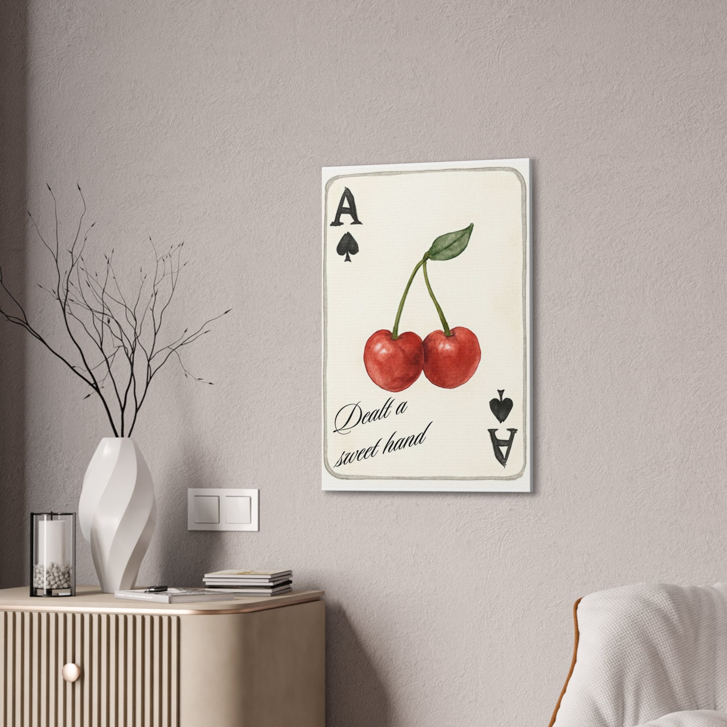 "Dealt a Sweet Hand" – Ace of Spades Cherry Art Print Wall Decor