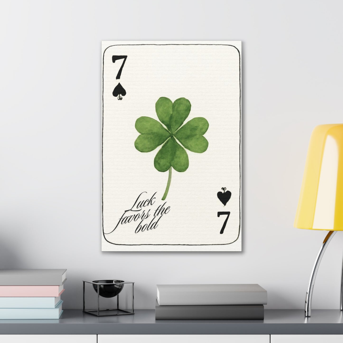 "Luck Favors the Bold" – 7 of Spades Clover Wall Art Print, Home Decor