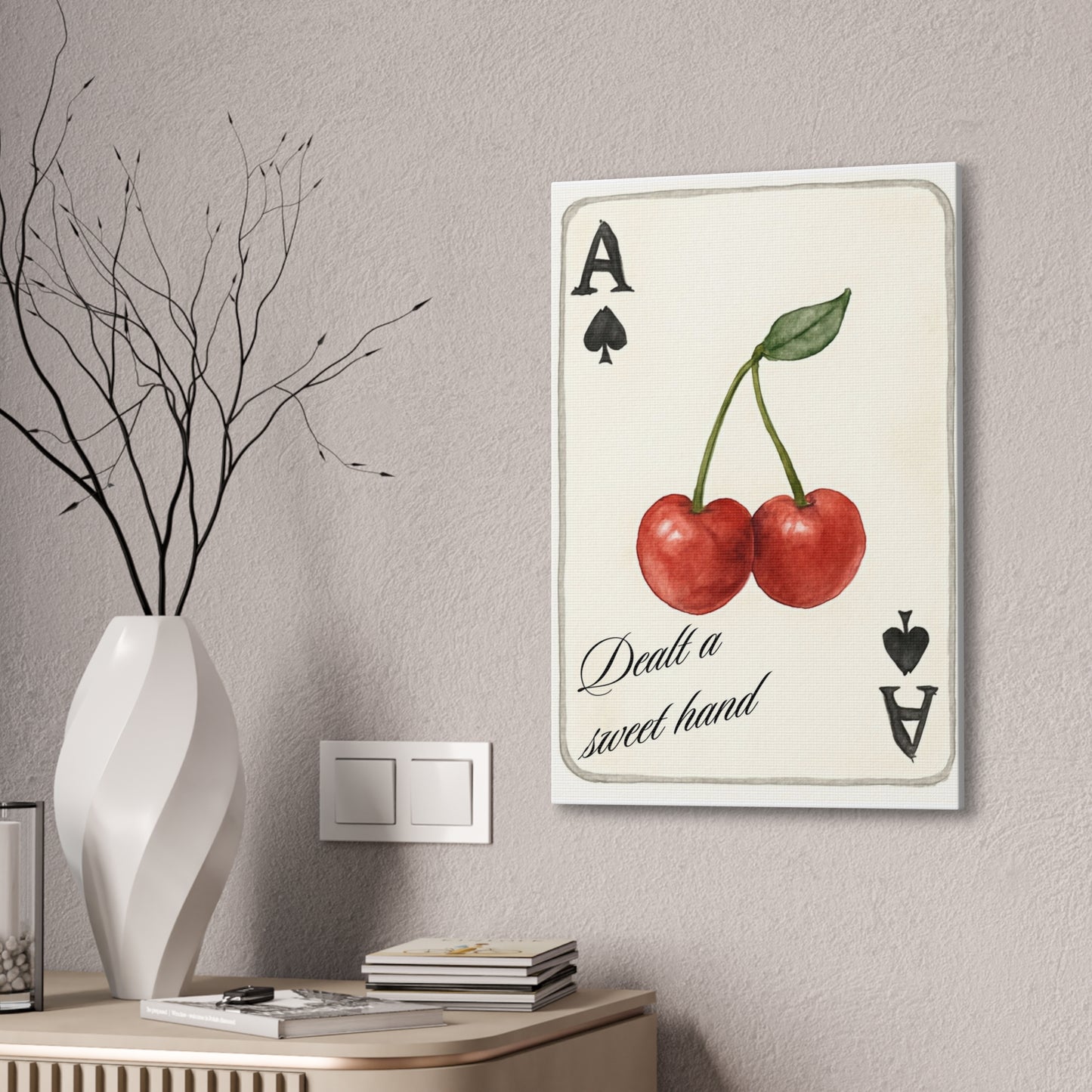 "Dealt a Sweet Hand" – Ace of Spades Cherry Art Print Wall Decor
