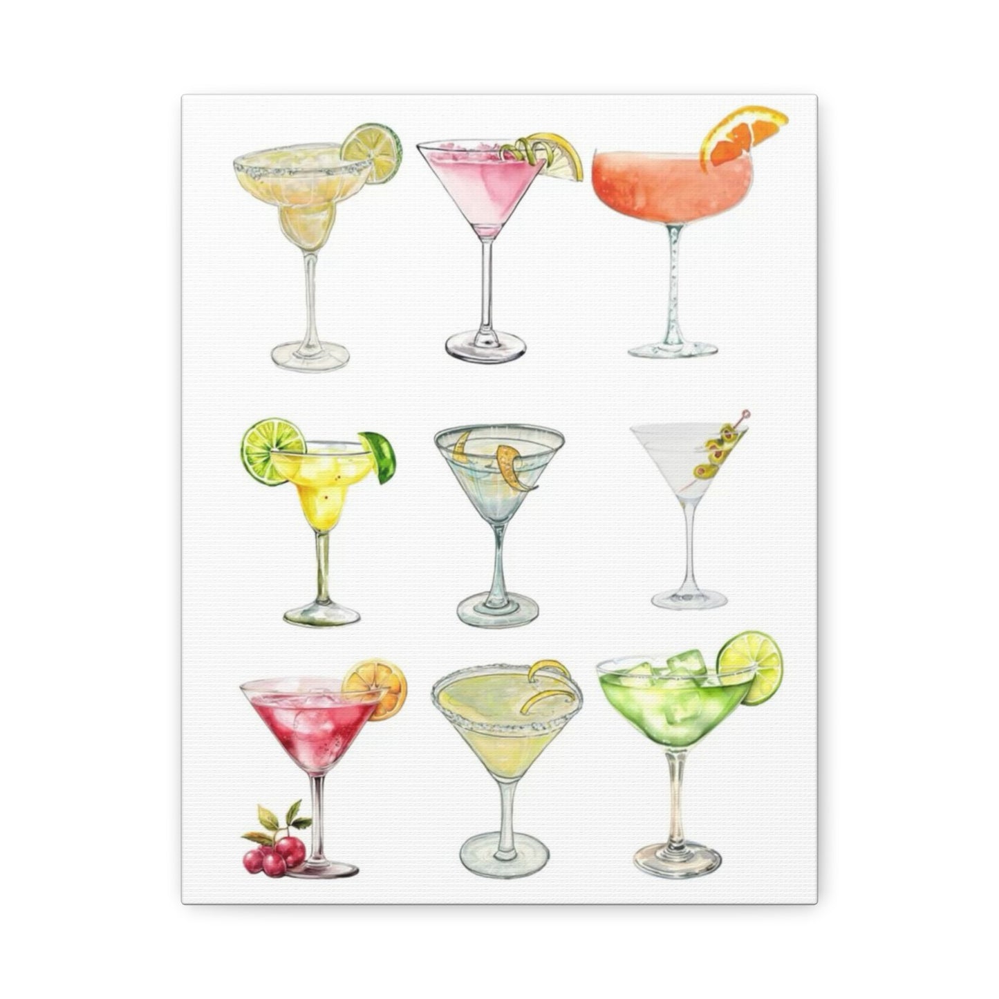 Chic Cocktail Art Canvas- 9 Classic Drinks | bar Cart & Kitchen Wall Art