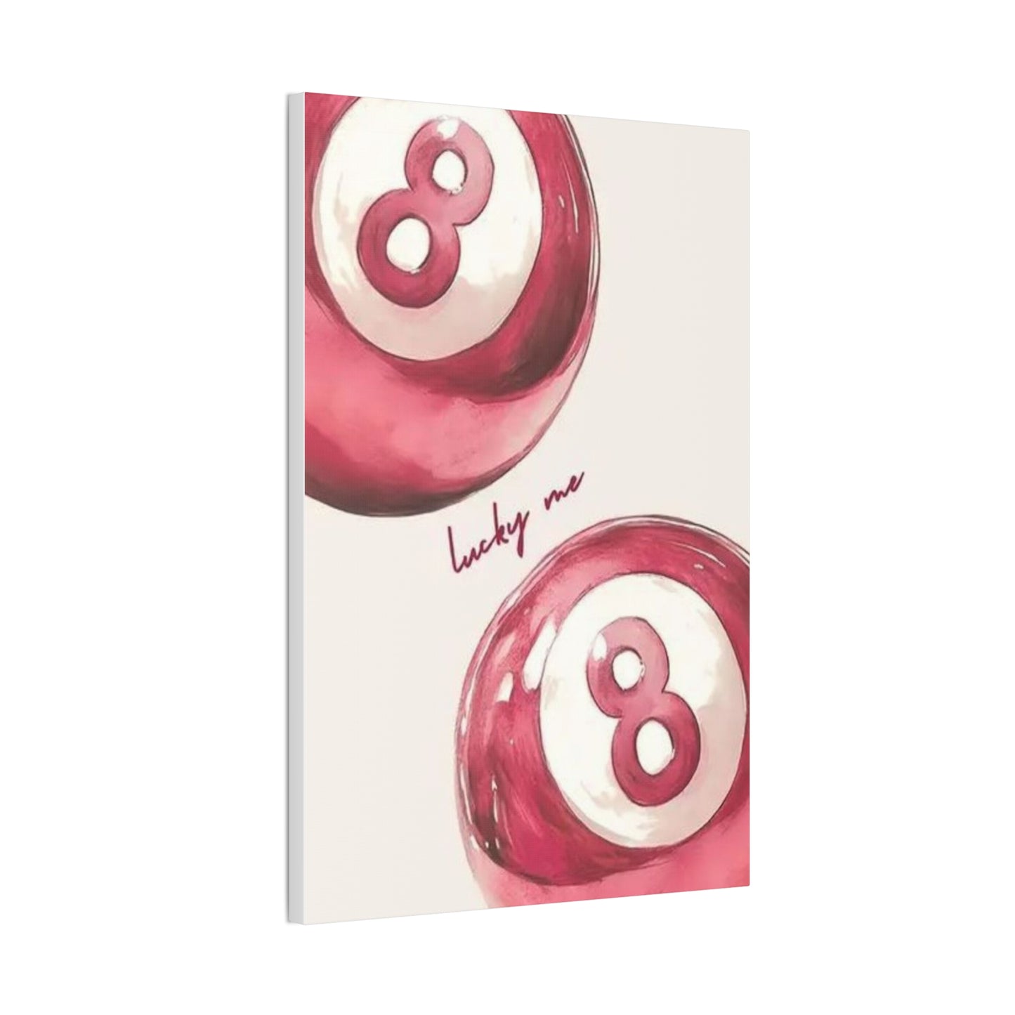 Lucky Me Pink 8-Ball Canvas Wall Art – Playful Retro Aesthetic Decor
