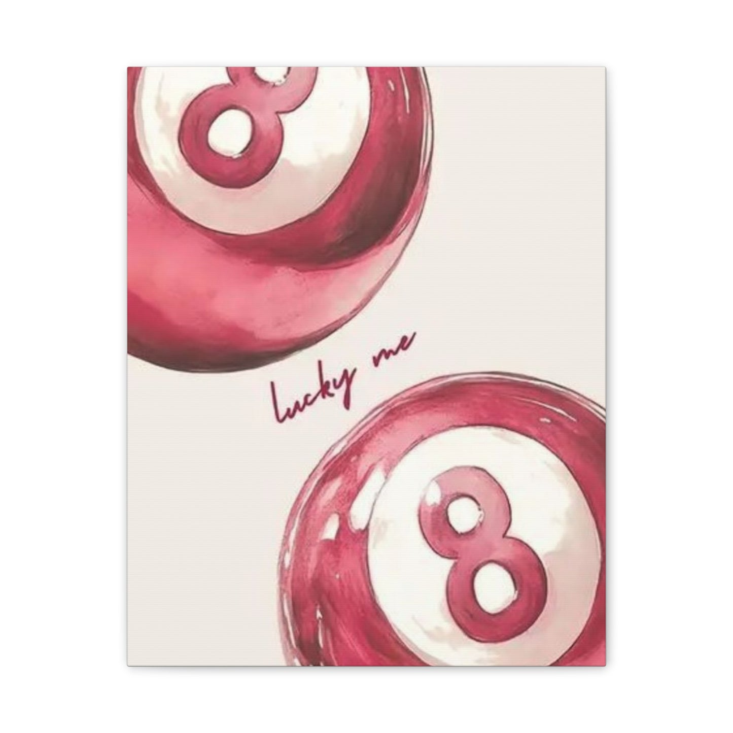 Lucky Me Pink 8-Ball Canvas Wall Art – Playful Retro Aesthetic Decor