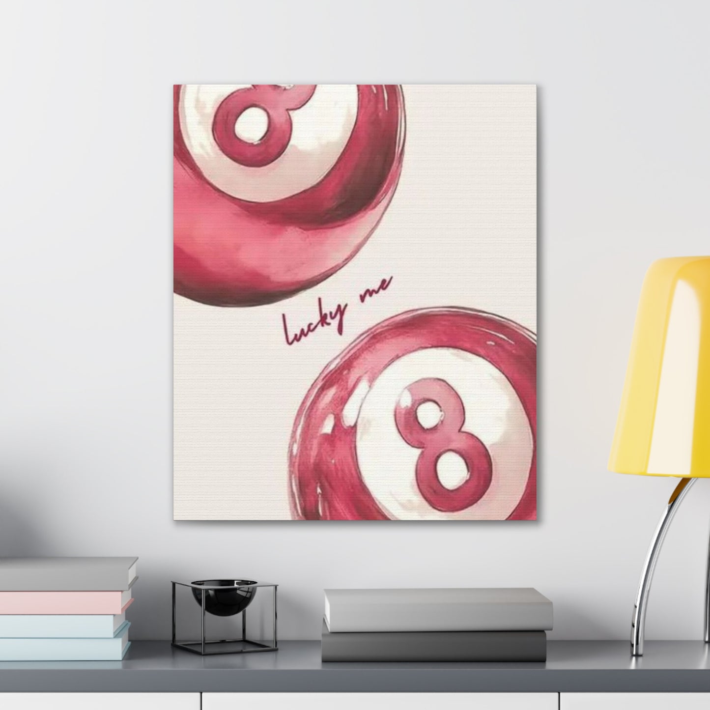 Lucky Me Pink 8-Ball Canvas Wall Art – Playful Retro Aesthetic Decor