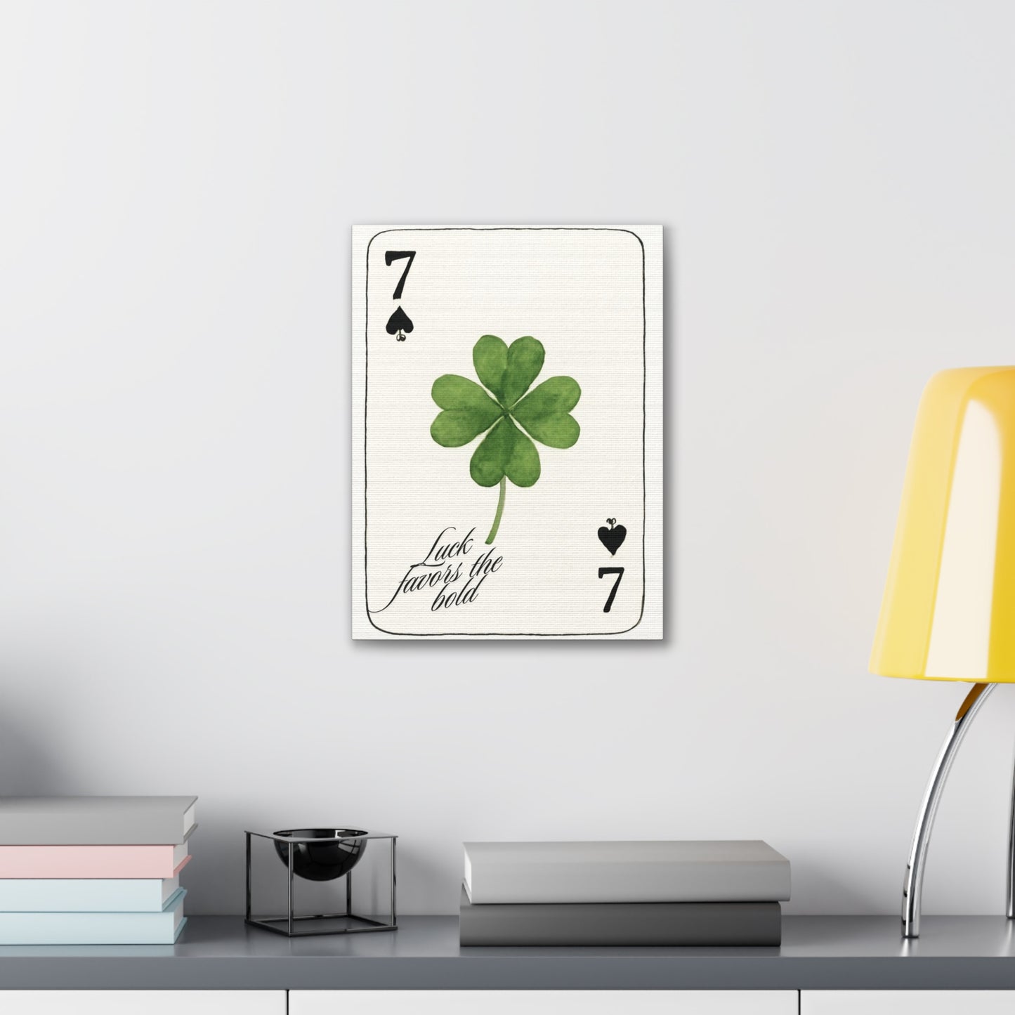 "Luck Favors the Bold" – 7 of Spades Clover Wall Art Print, Home Decor
