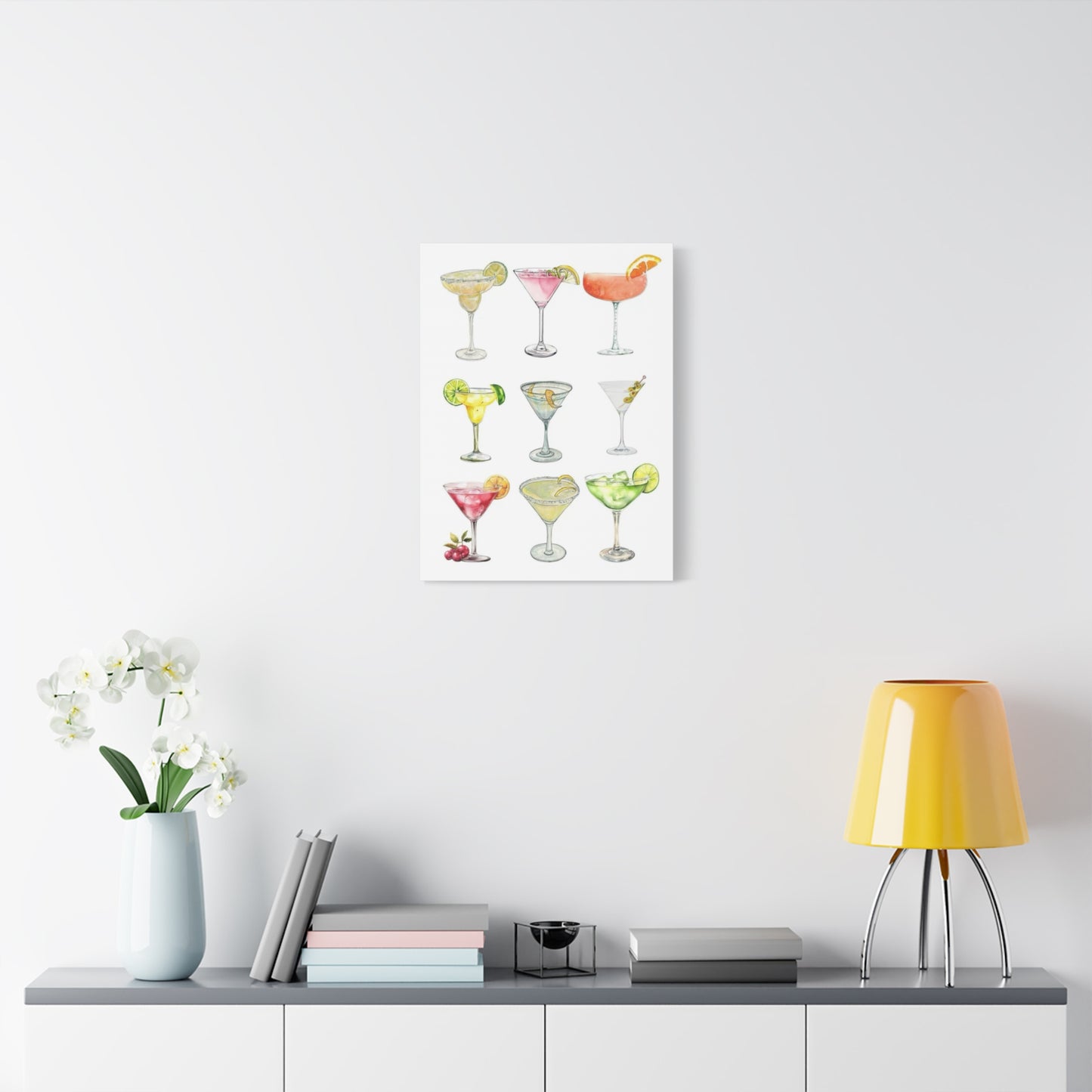 Chic Cocktail Art Canvas- 9 Classic Drinks | bar Cart & Kitchen Wall Art