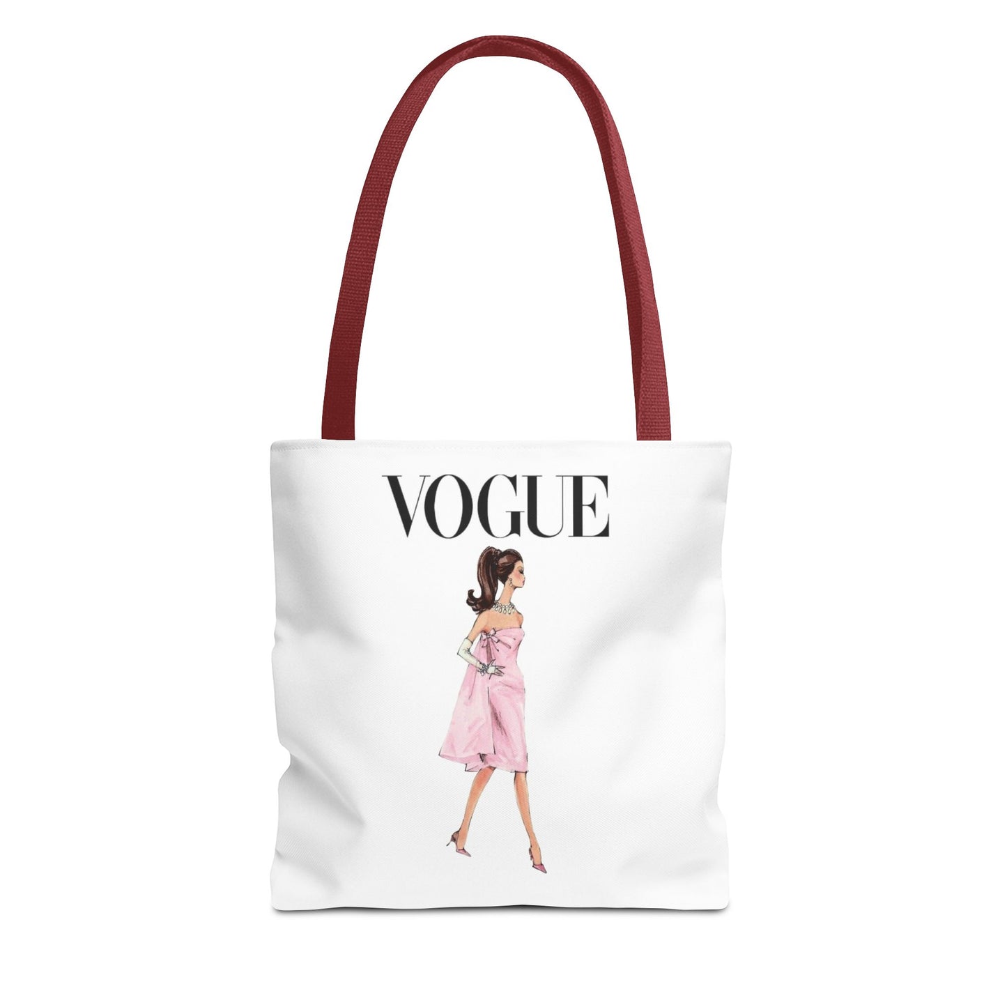 Vogue-Inspired Fashion Illustration Canvas Tote Bag – Chic Pink Dress Design
