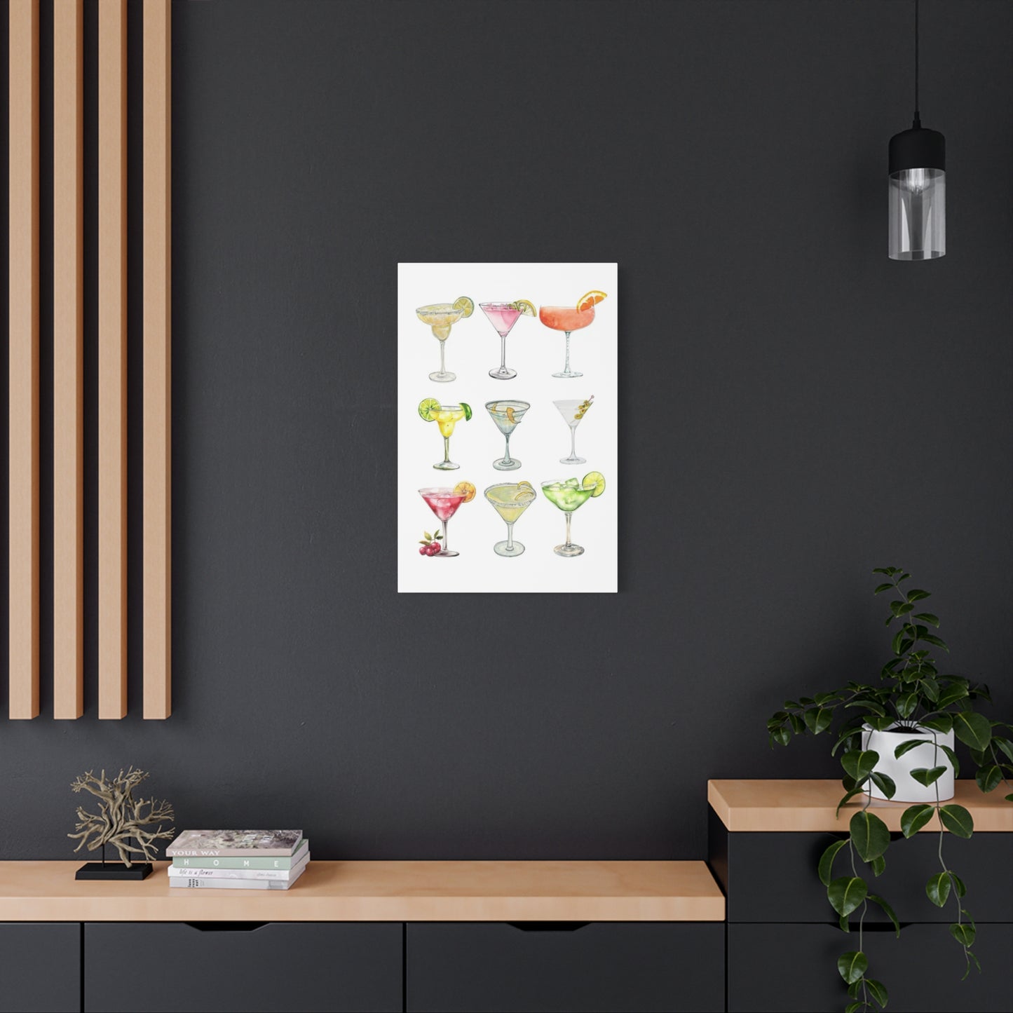 Chic Cocktail Art Canvas- 9 Classic Drinks | bar Cart & Kitchen Wall Art