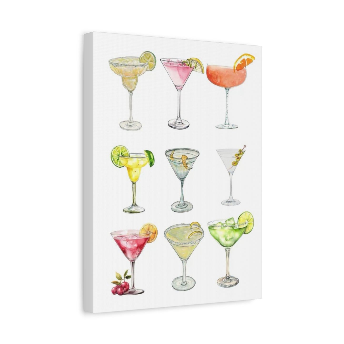 Chic Cocktail Art Canvas- 9 Classic Drinks | bar Cart & Kitchen Wall Art