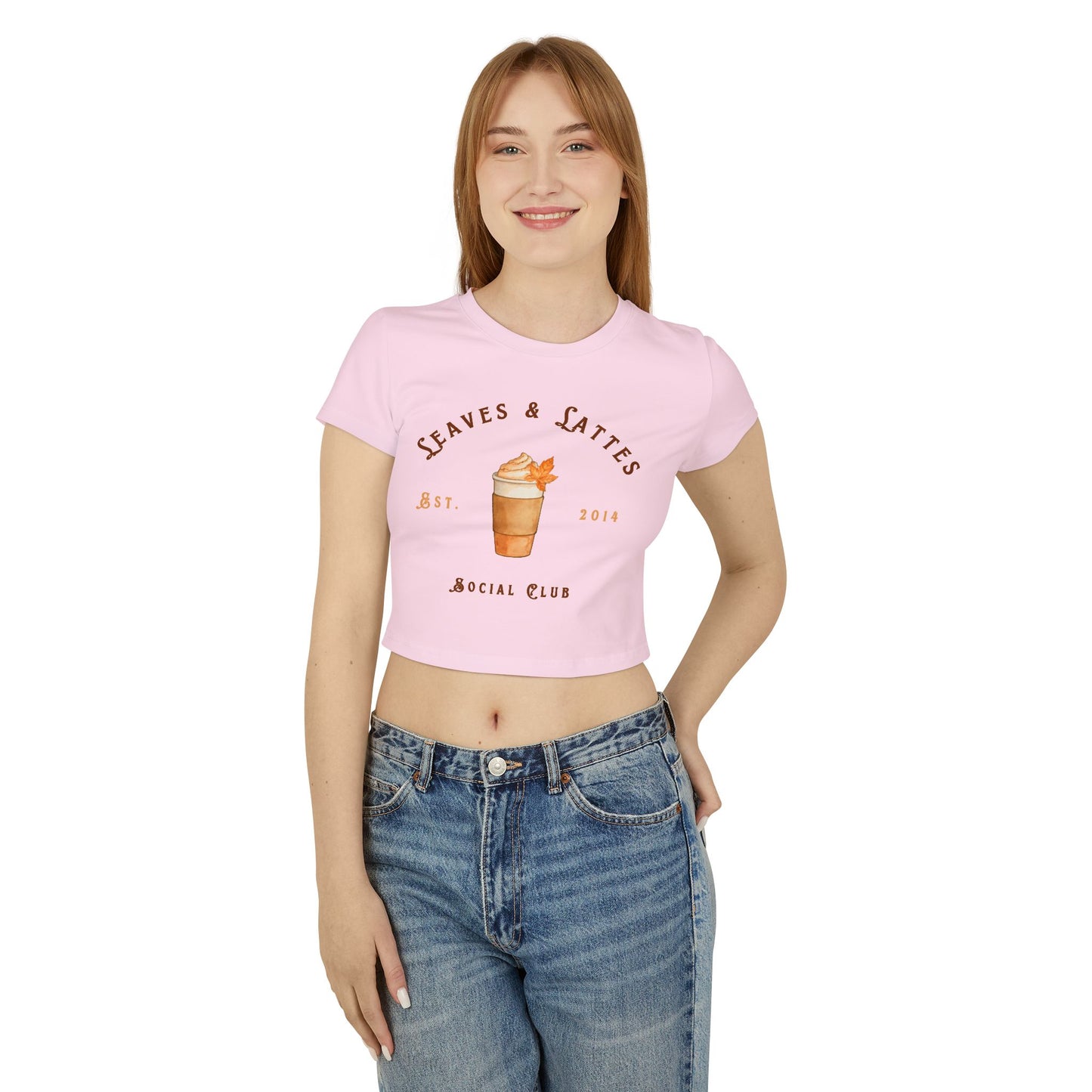 "Leaves & Lattes Social Club" - Aesthetic Fall Crop Top Tee