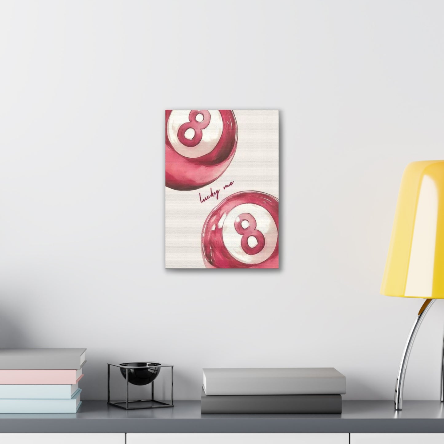 Lucky Me Pink 8-Ball Canvas Wall Art – Playful Retro Aesthetic Decor