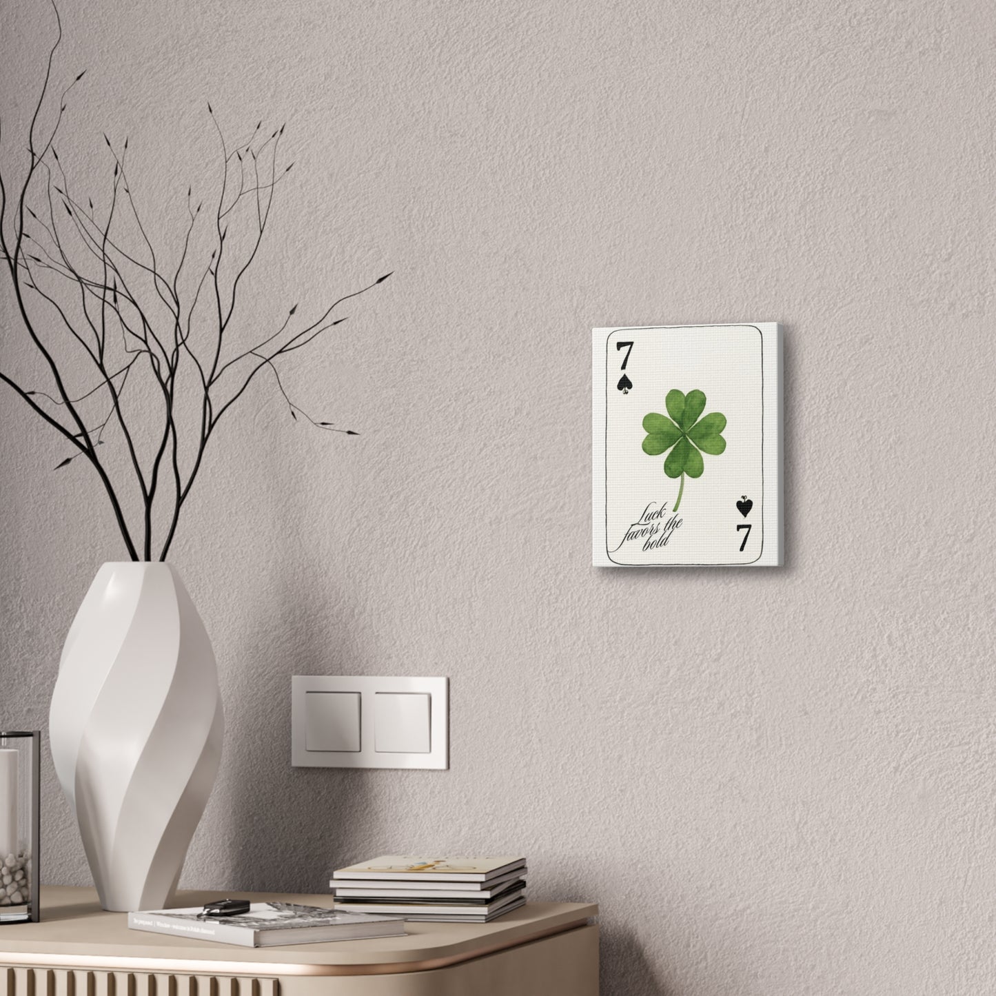 "Luck Favors the Bold" – 7 of Spades Clover Wall Art Print, Home Decor