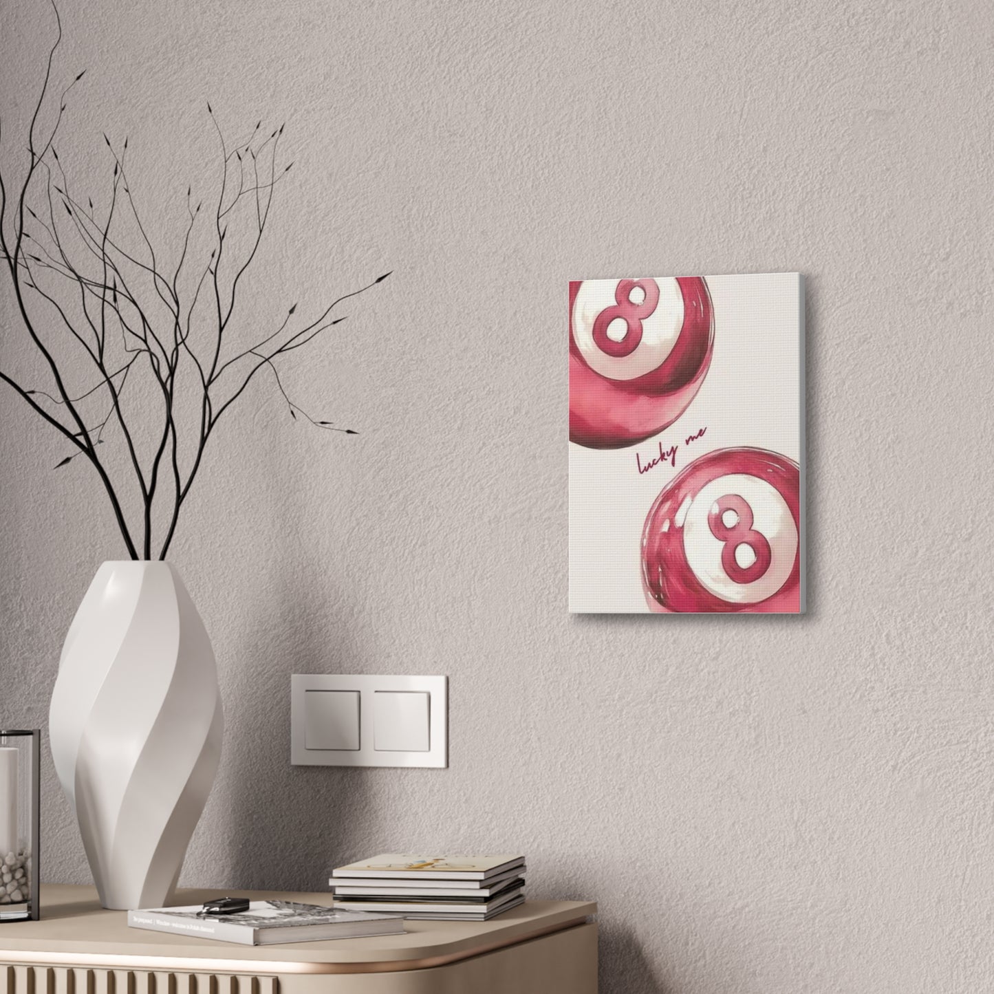 Lucky Me Pink 8-Ball Canvas Wall Art – Playful Retro Aesthetic Decor