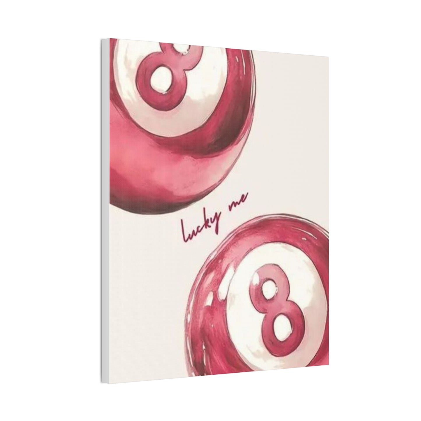 Lucky Me Pink 8-Ball Canvas Wall Art – Playful Retro Aesthetic Decor