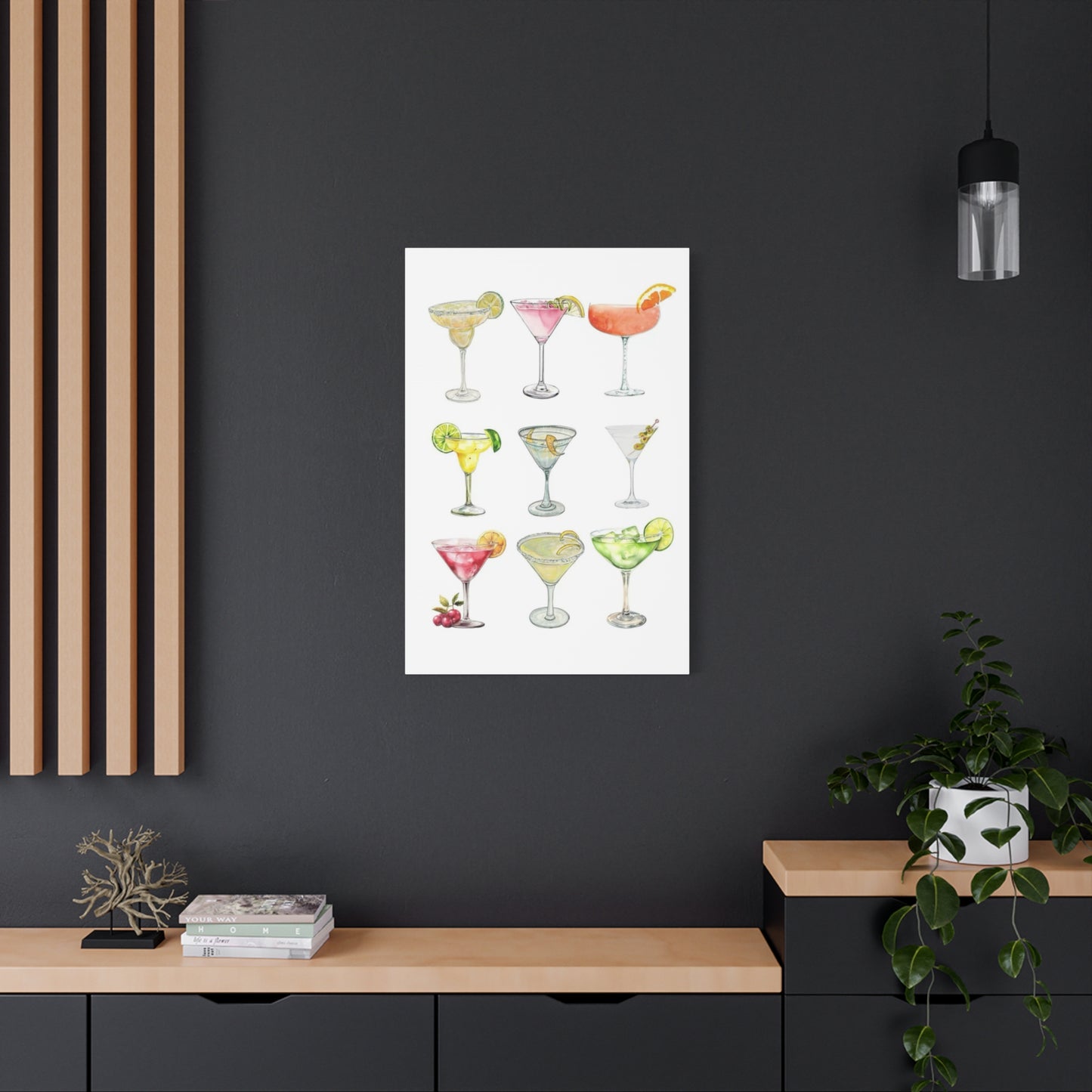 Chic Cocktail Art Canvas- 9 Classic Drinks | bar Cart & Kitchen Wall Art