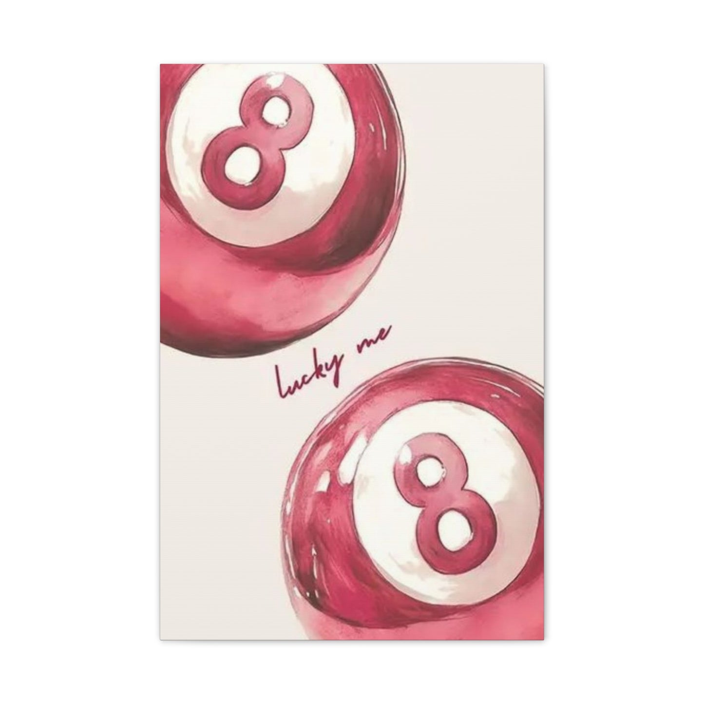 Lucky Me Pink 8-Ball Canvas Wall Art – Playful Retro Aesthetic Decor
