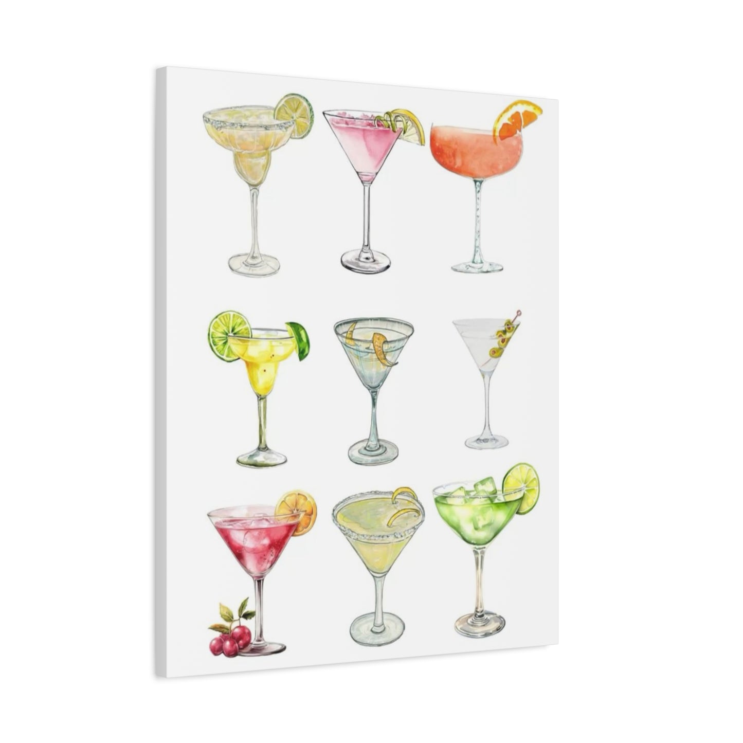 Chic Cocktail Art Canvas- 9 Classic Drinks | bar Cart & Kitchen Wall Art