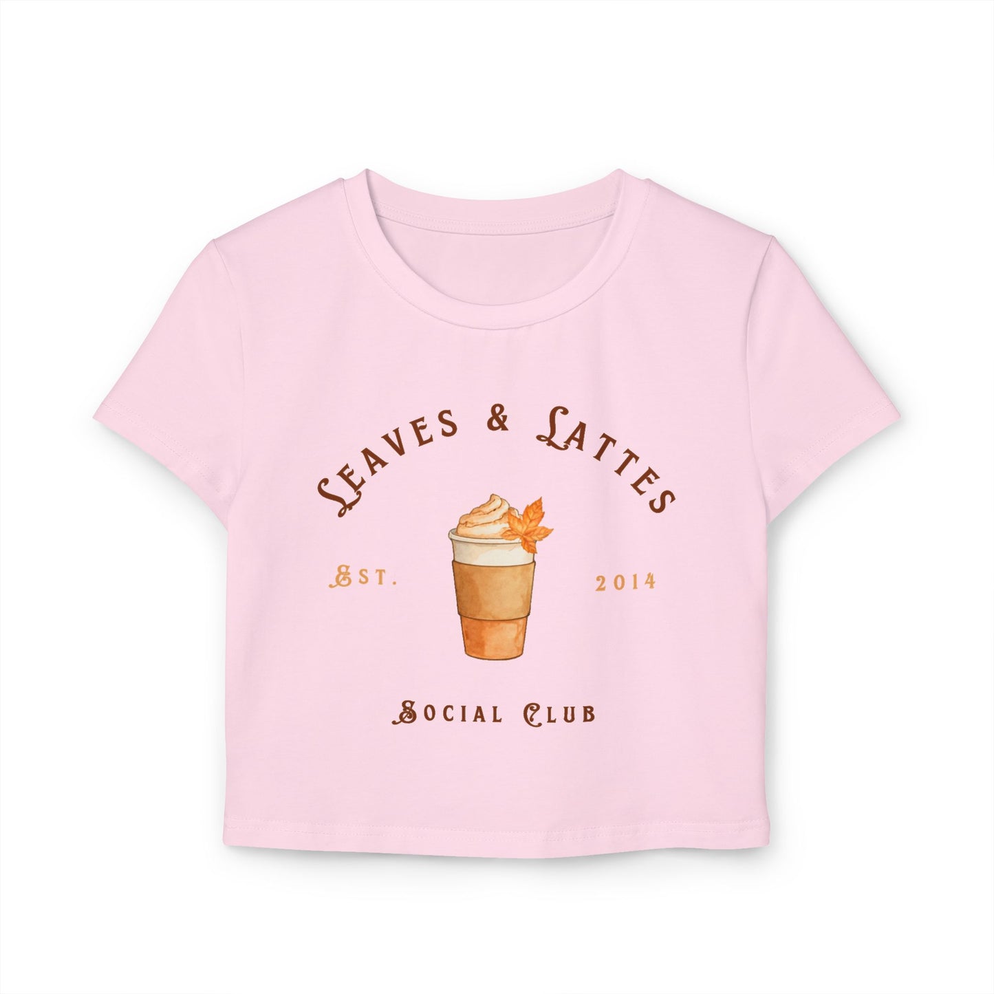 "Leaves & Lattes Social Club" - Aesthetic Fall Crop Top Tee