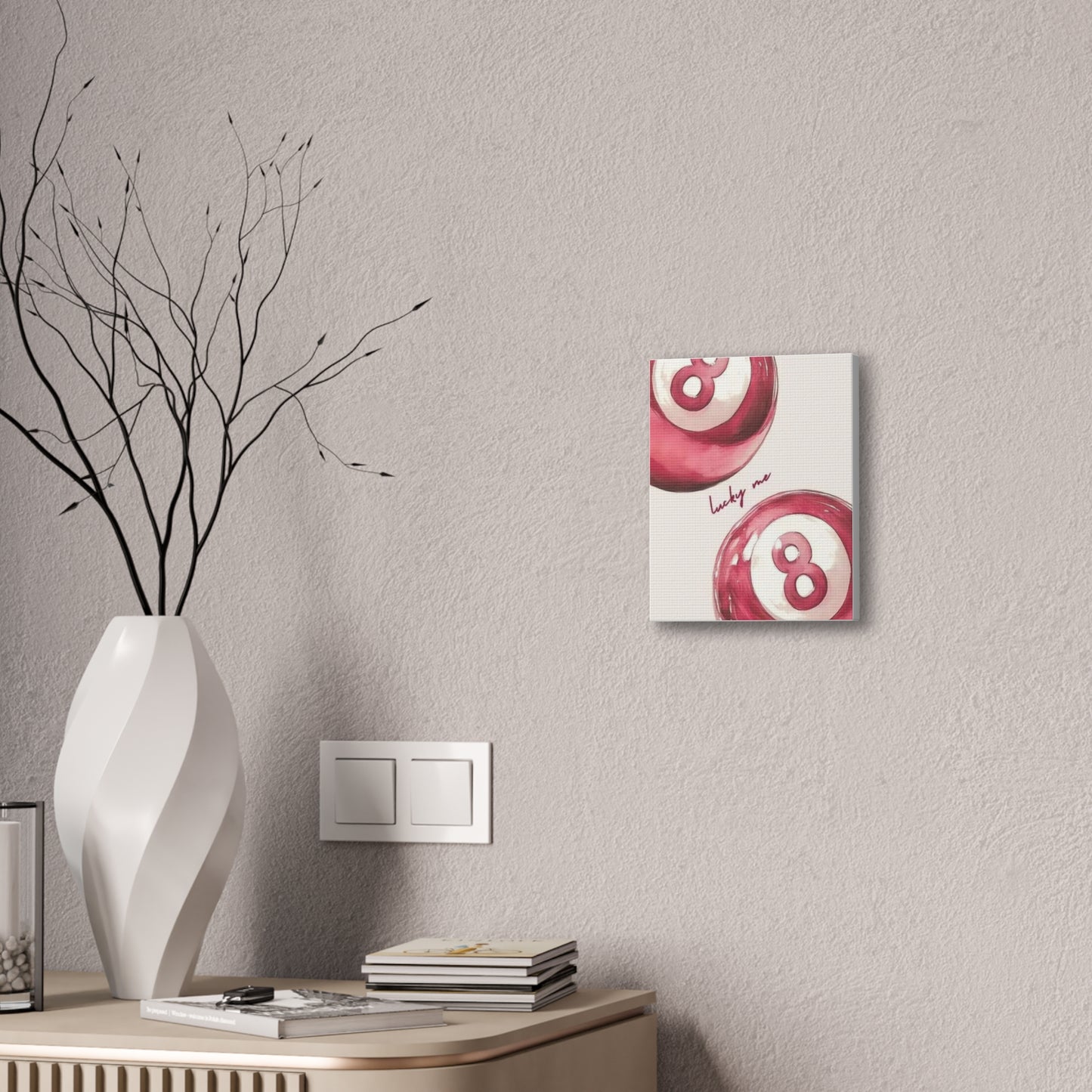 Lucky Me Pink 8-Ball Canvas Wall Art – Playful Retro Aesthetic Decor