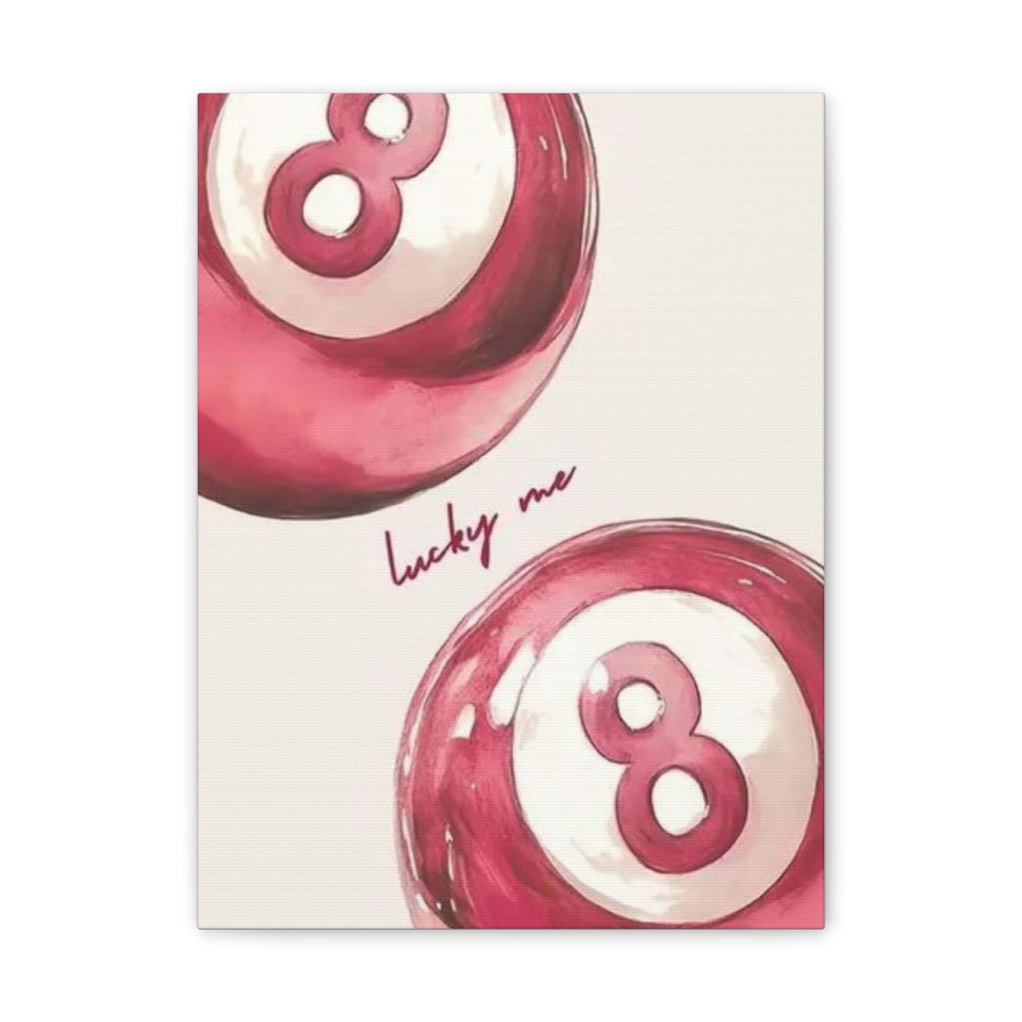 Lucky Me Pink 8-Ball Canvas Wall Art – Playful Retro Aesthetic Decor