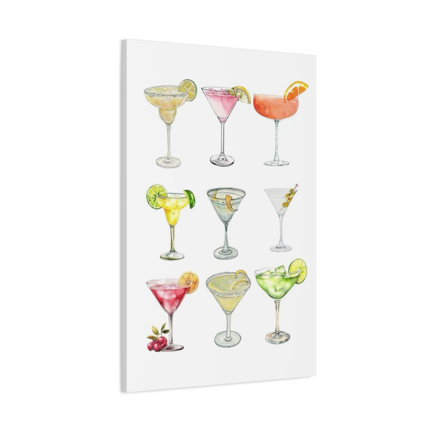 Chic Cocktail Art Canvas- 9 Classic Drinks | bar Cart & Kitchen Wall Art