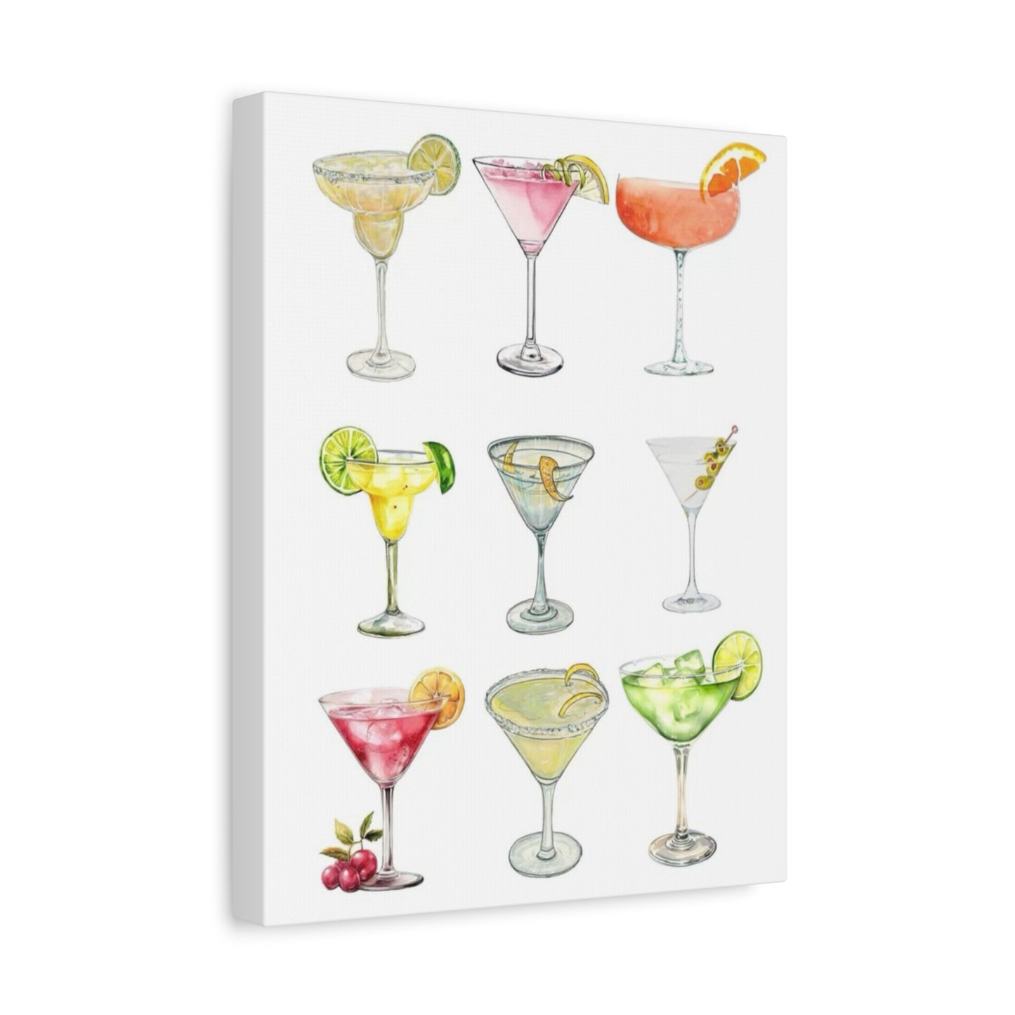Chic Cocktail Art Canvas- 9 Classic Drinks | bar Cart & Kitchen Wall Art