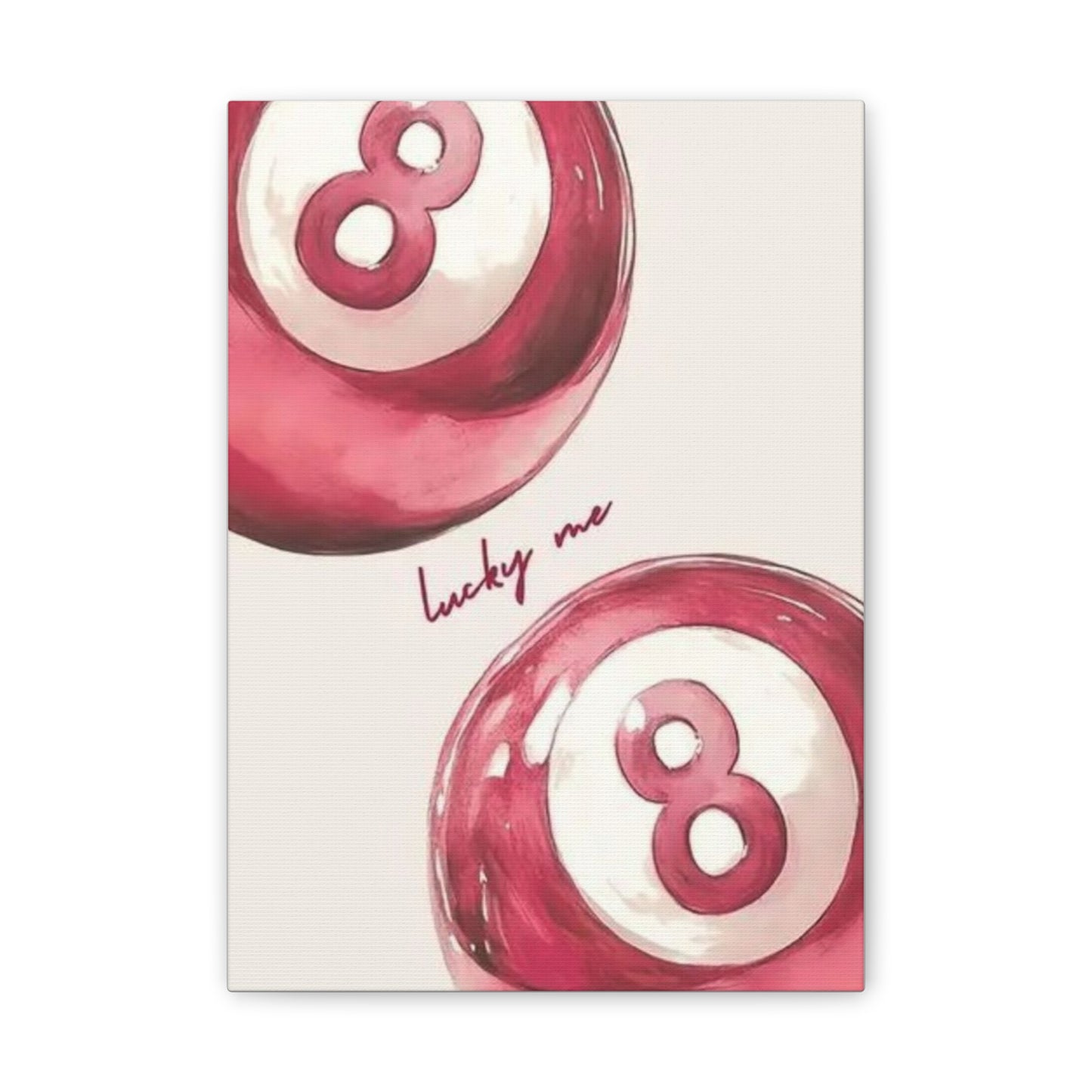 Lucky Me Pink 8-Ball Canvas Wall Art – Playful Retro Aesthetic Decor