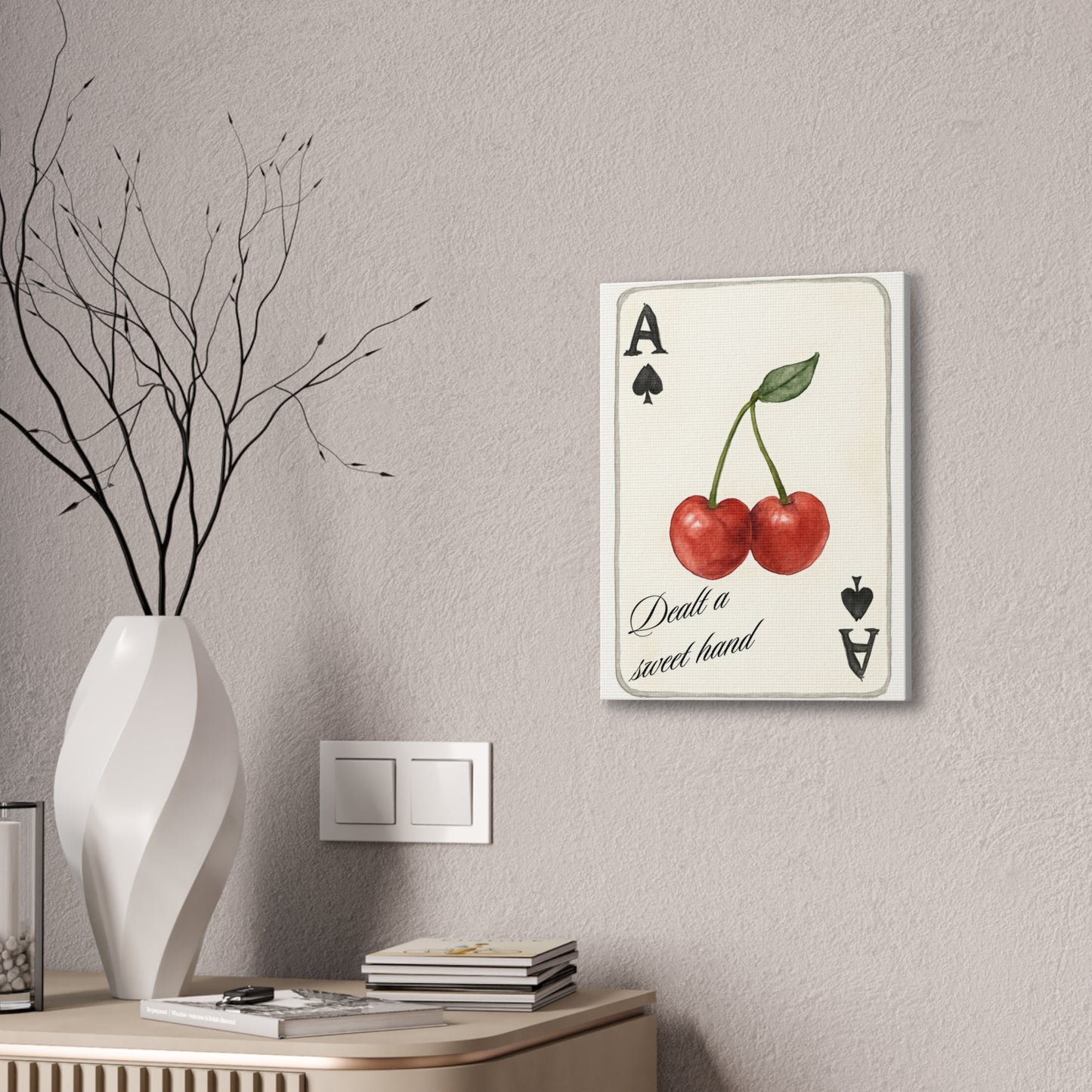 "Dealt a Sweet Hand" – Ace of Spades Cherry Art Print Wall Decor