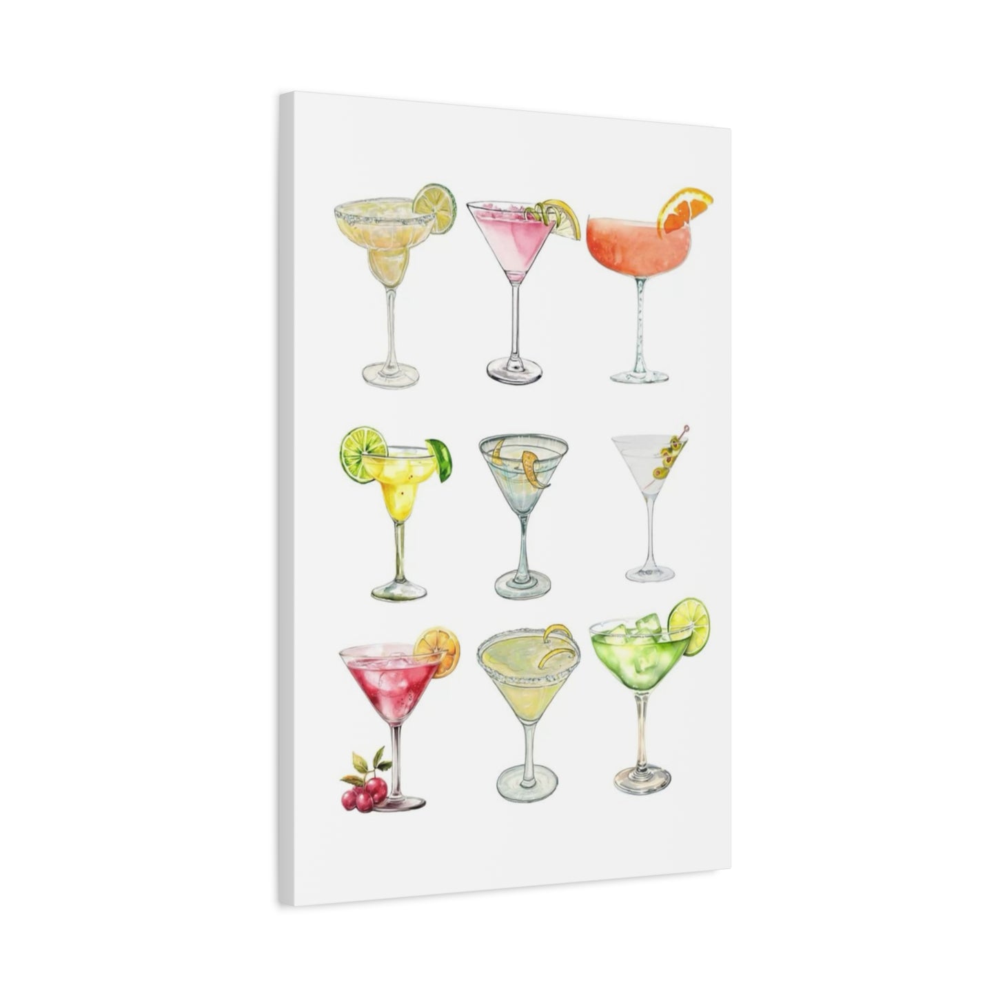 Chic Cocktail Art Canvas- 9 Classic Drinks | bar Cart & Kitchen Wall Art