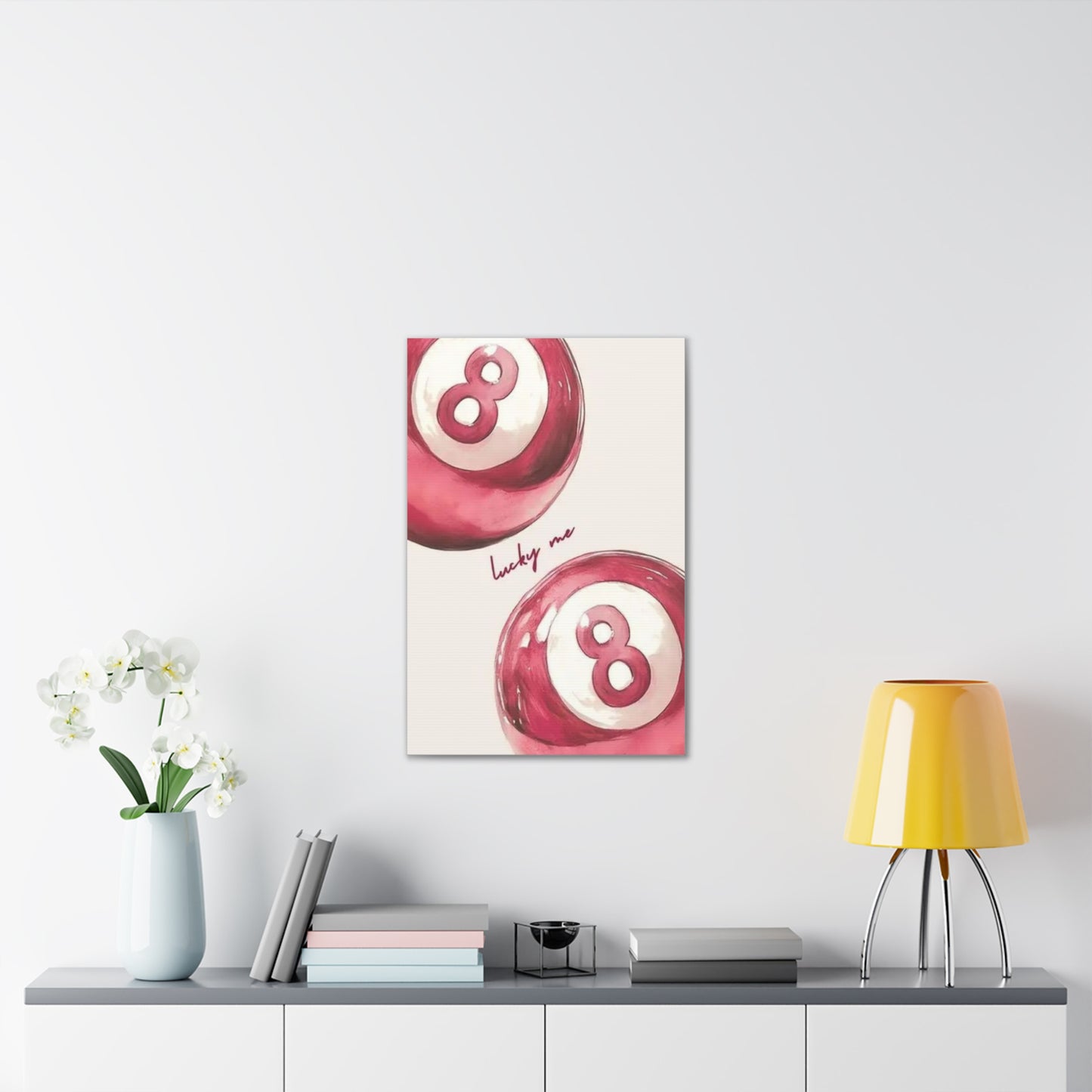 Lucky Me Pink 8-Ball Canvas Wall Art – Playful Retro Aesthetic Decor