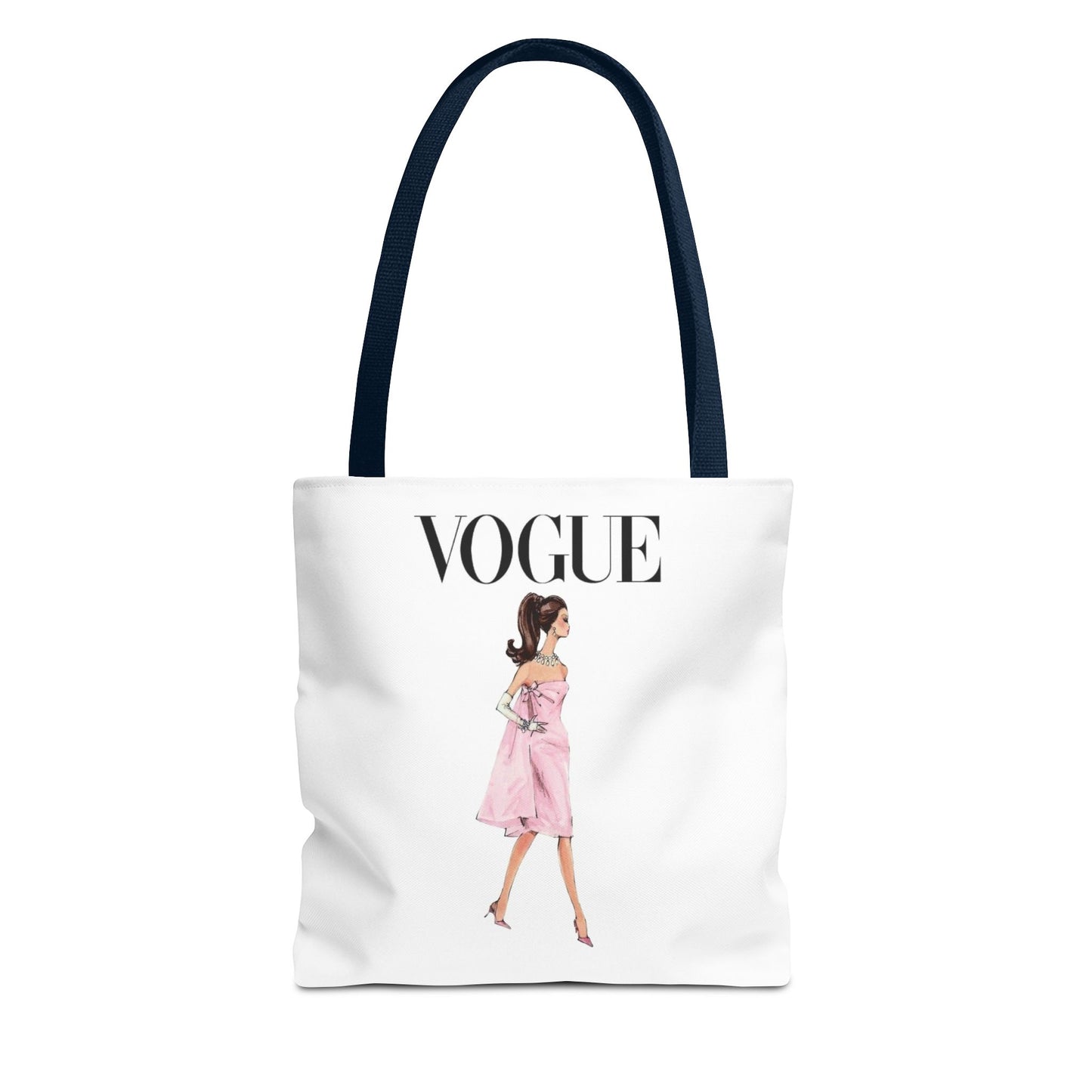 Vogue-Inspired Fashion Illustration Canvas Tote Bag – Chic Pink Dress Design