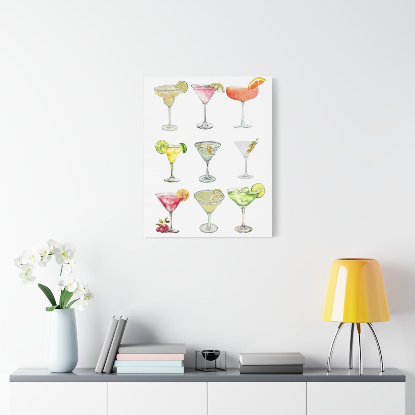 Chic Cocktail Art Canvas- 9 Classic Drinks | bar Cart & Kitchen Wall Art