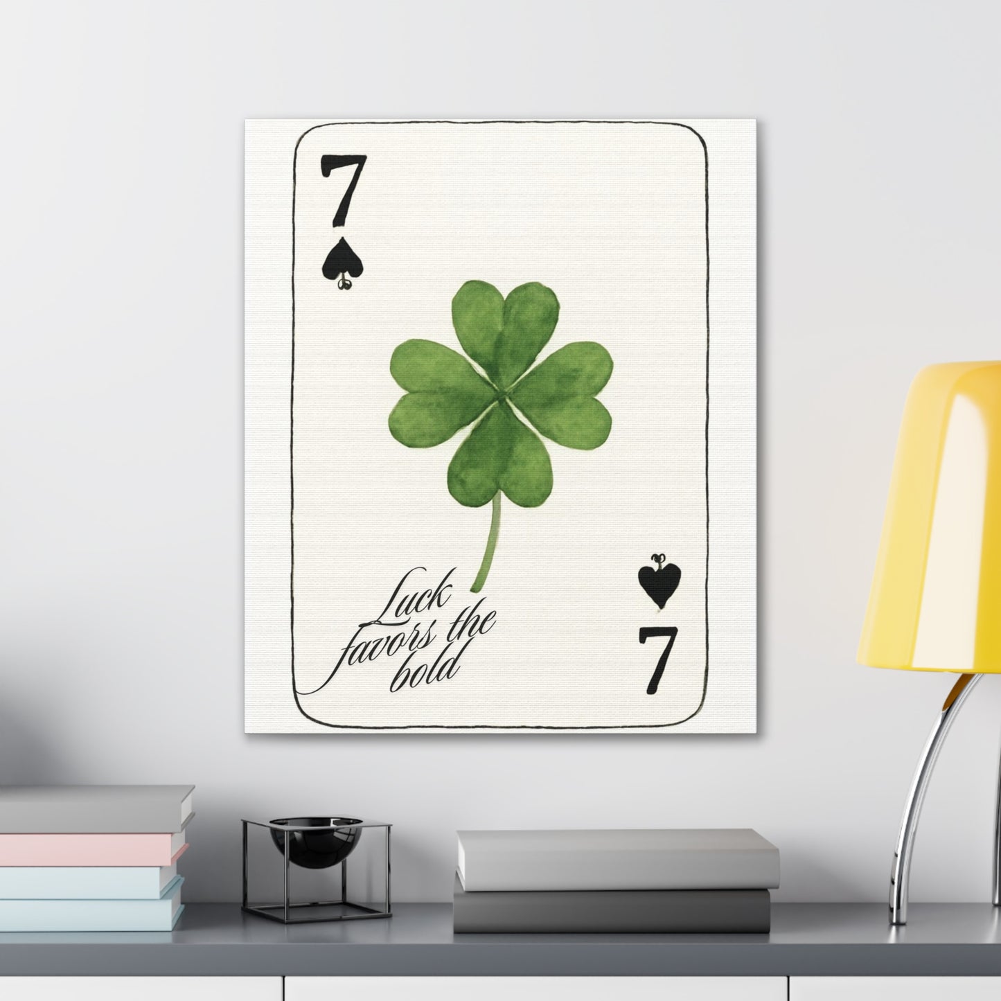 "Luck Favors the Bold" – 7 of Spades Clover Wall Art Print, Home Decor