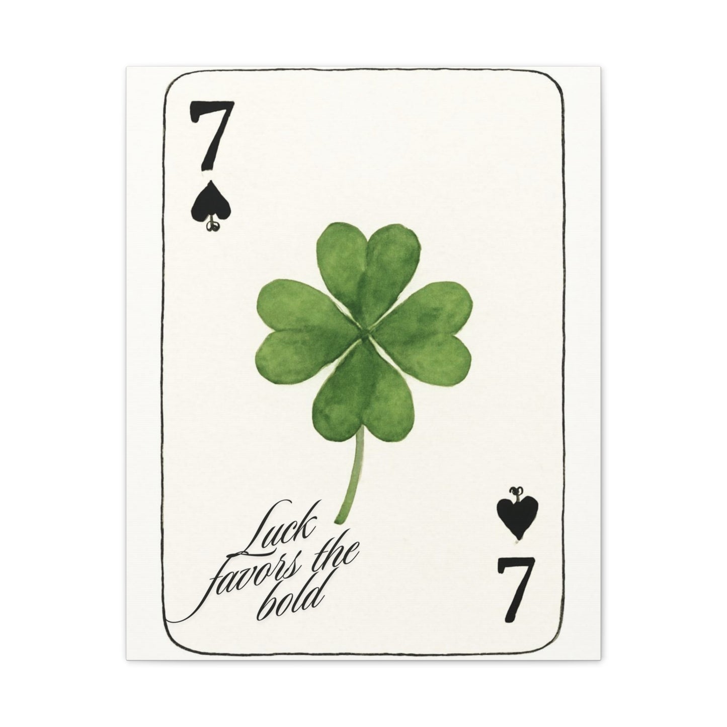 "Luck Favors the Bold" – 7 of Spades Clover Wall Art Print, Home Decor