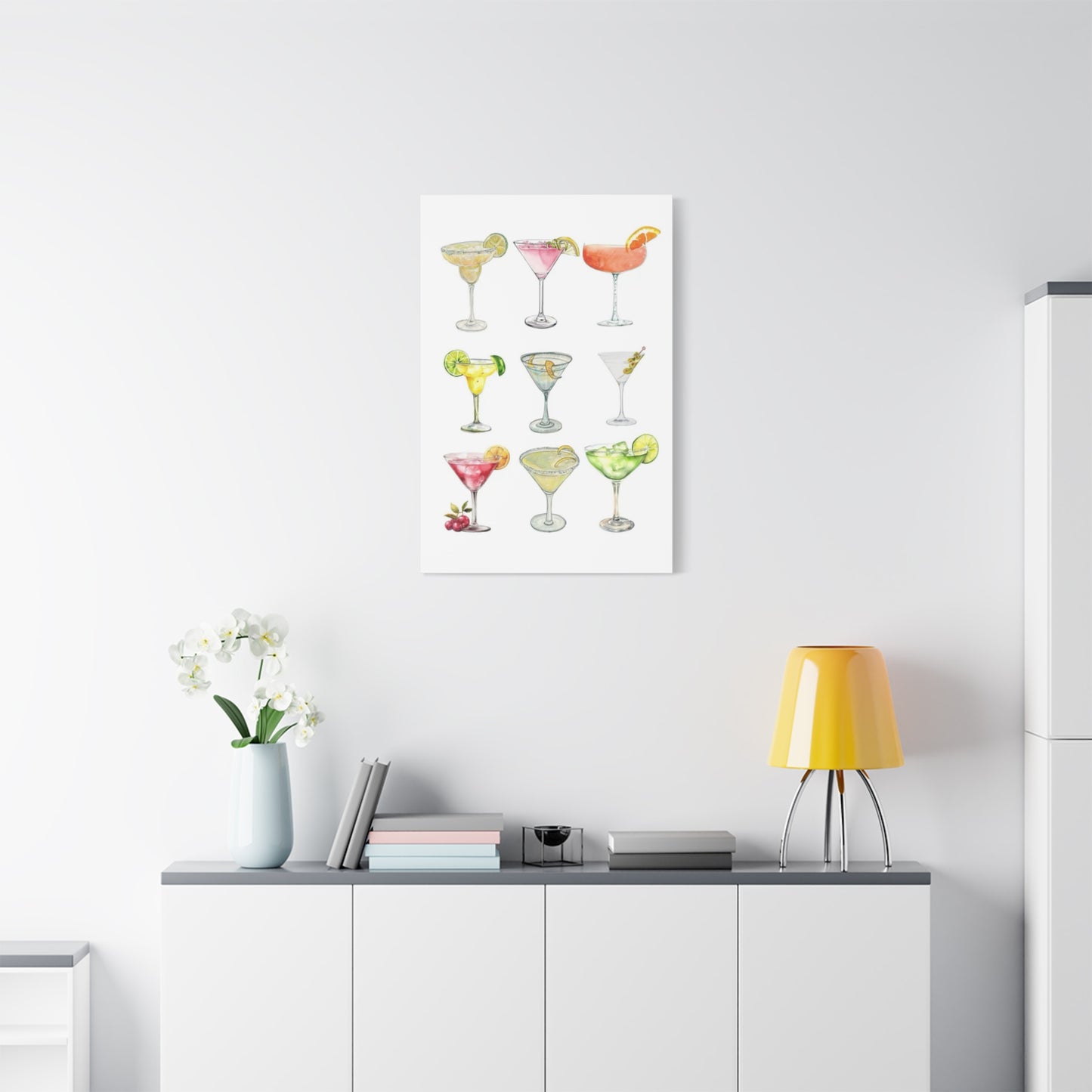 Chic Cocktail Art Canvas- 9 Classic Drinks | bar Cart & Kitchen Wall Art