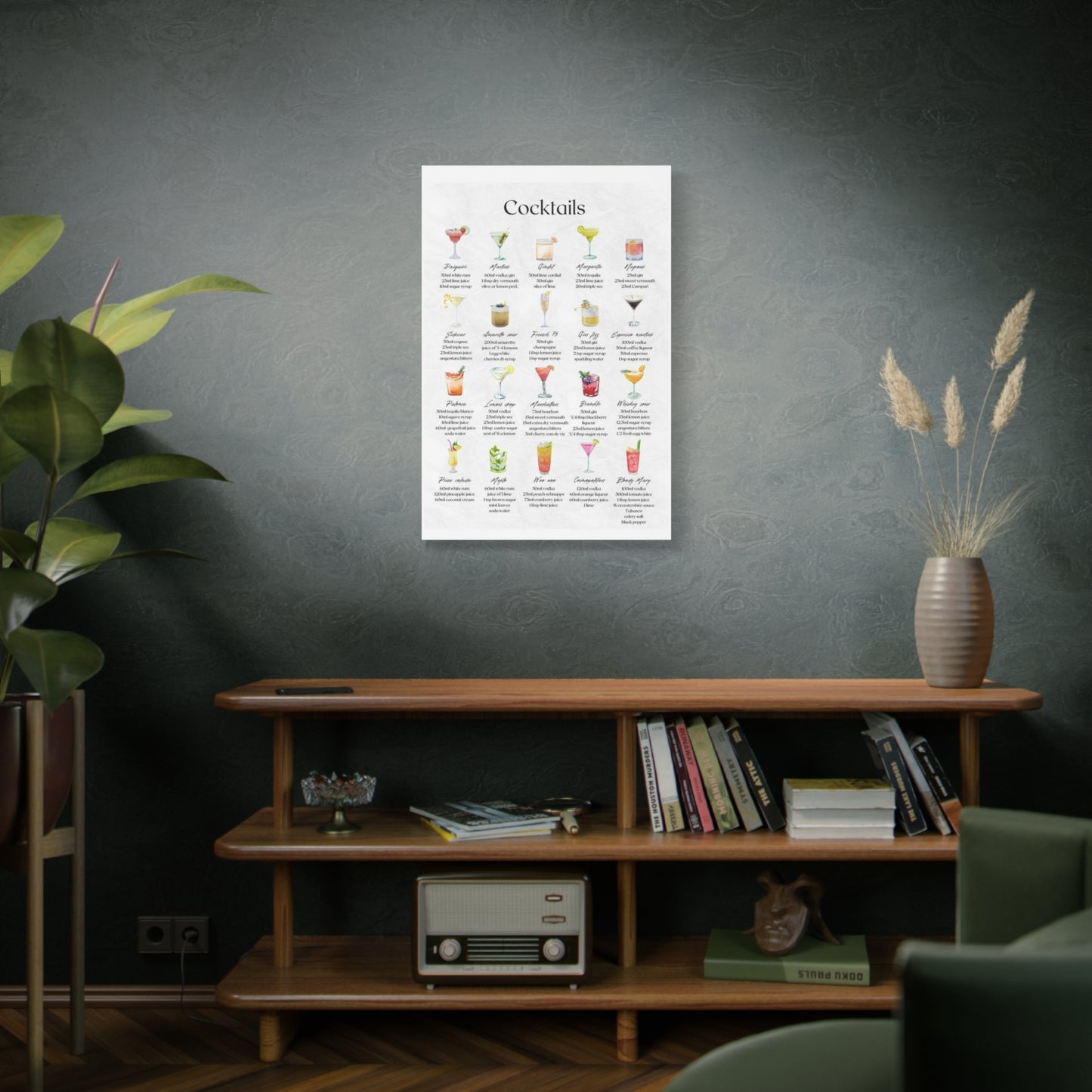Cocktail Recipe Canvas Wall Art Print